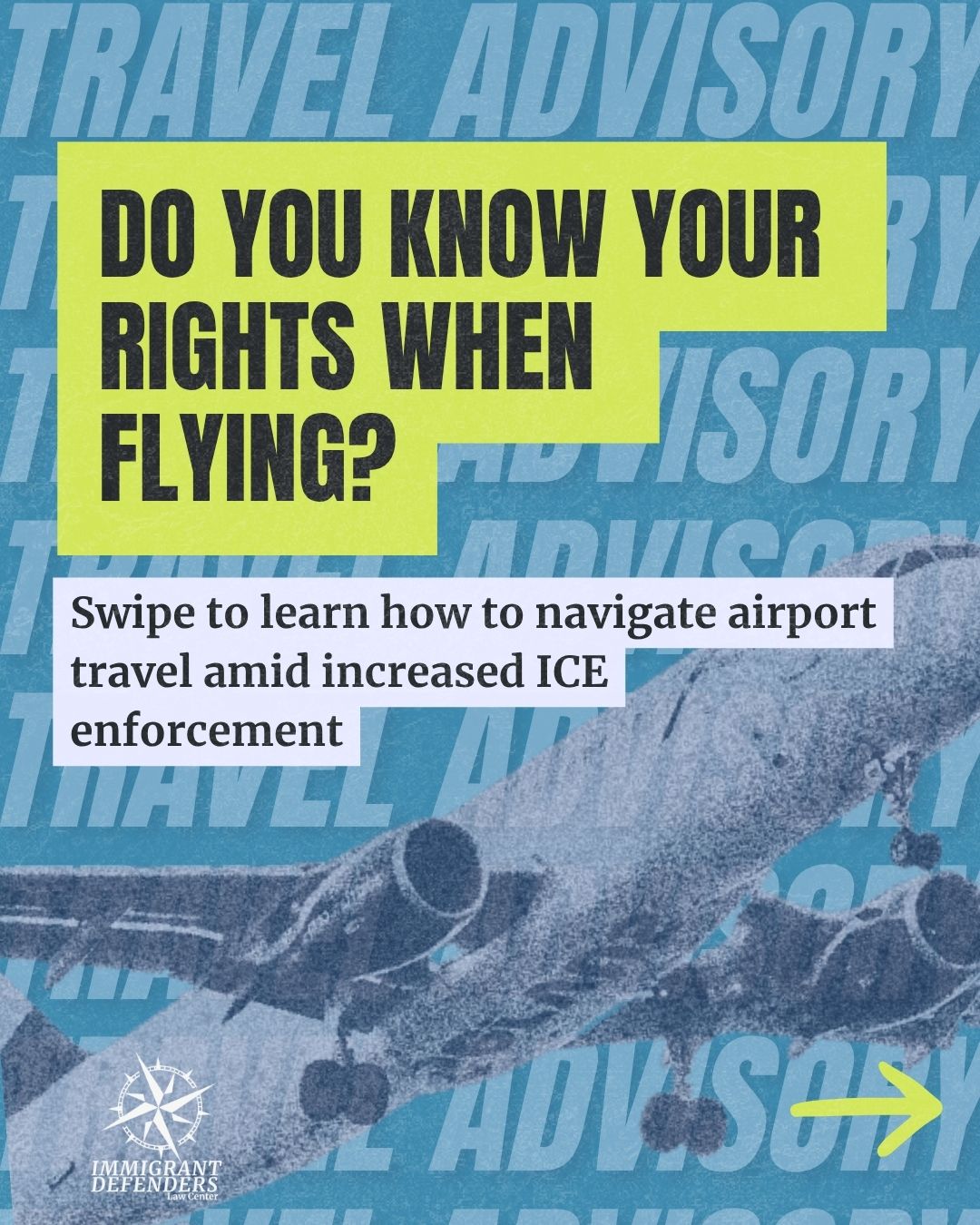 šØTRAVEL ADVISORYšØ
Plaināclothes and uniformed ICE agents are increasingly detaining domestic travelers at airports across the U.S., including travelers who have pending immigration court cases.
A recently disclosed memorandum revealed that TSA and ICE have a formal information-sharing agreement that can allow traveler data to be used to identify and target people for immigration enforcement.
Seeing a federal agent at an airport can cause fear and a feeling of uncertainty. Before your next flight, review our new Travel Advisory resource on our website. Knowing what documents to bring and understanding your rights can help you make informed decisions and travel more prepared.
šVisit our website to know your rights at airports: https://www.immdef.org/kyr
š Call your Reps and ask them to support the No TSA Data for ICE Act: https://www.house.gov/representatives/find-your-representative
#KnowYourRights #TravelAdvisory #ImmigrationTravel #ImmigrationResources
...
šØALERTA DE VIAJEšØ
Agentes del ICE, tanto uniformados y vestidos de civil, estÔn deteniendo cada vez con mÔs frecuencia a viajeros nacionales en aeropuertos de todo los EE.UU, incluidos aquellos que tienen casos pendientes ante los tribunales de inmigración.
Un memorando revelado recientemente dio a conocer que la TSA y el ICE tienen un acuerdo formal de intercambio de información que permite utilizar los datos de los viajeros para identificar y localizar a personas con fines de control migratorio.
Ver a un agente federal en un aeropuerto puede generar miedo e incertidumbre. Antes de su próximo vuelo, consulte nuestra nueva guĆa de recomendaciones para viajeros en nuestro sitio web. Saber quĆ© documentos llevar y conocer sus derechos le ayudarĆ” a tomar decisiones informadas y a viajar mejor preparado.
š Visite nuestro sitio web para conocer sus derechos en los aeropuertos: https://www.immdef.org/kyr
š Llame a sus representantes y pĆdales que apoyen la ley "No TSA Data for ICE Act": https://www.house.gov/representatives/find-your-representative