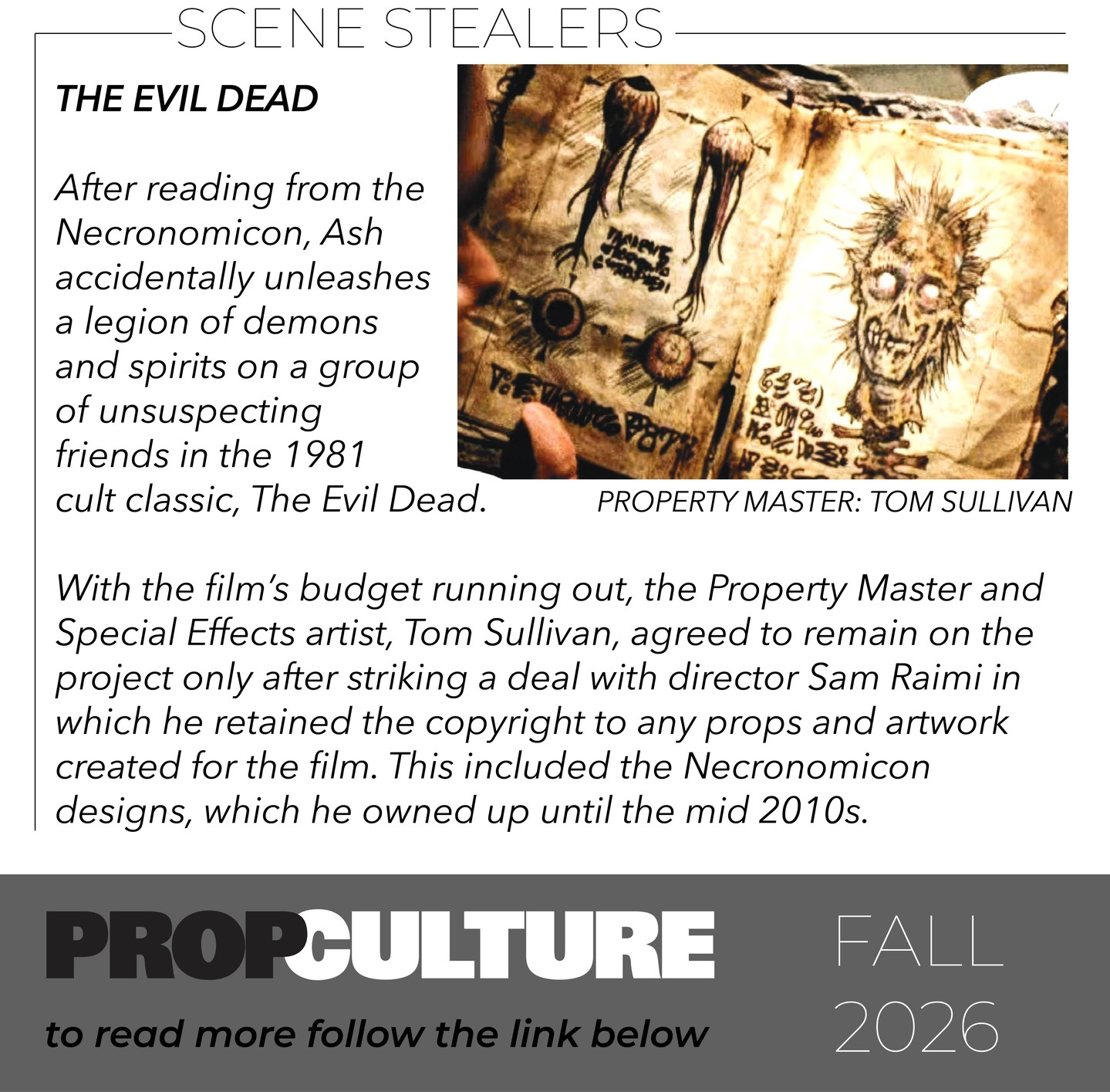 In the fall issue of Prop Culture Magazine, our "Scene Stealers" feature takes a closer look at this memorable piece of movie history.
To continue reading, follow the link in our bio.
#propculture #propculturemagazine #propertymastersguild
