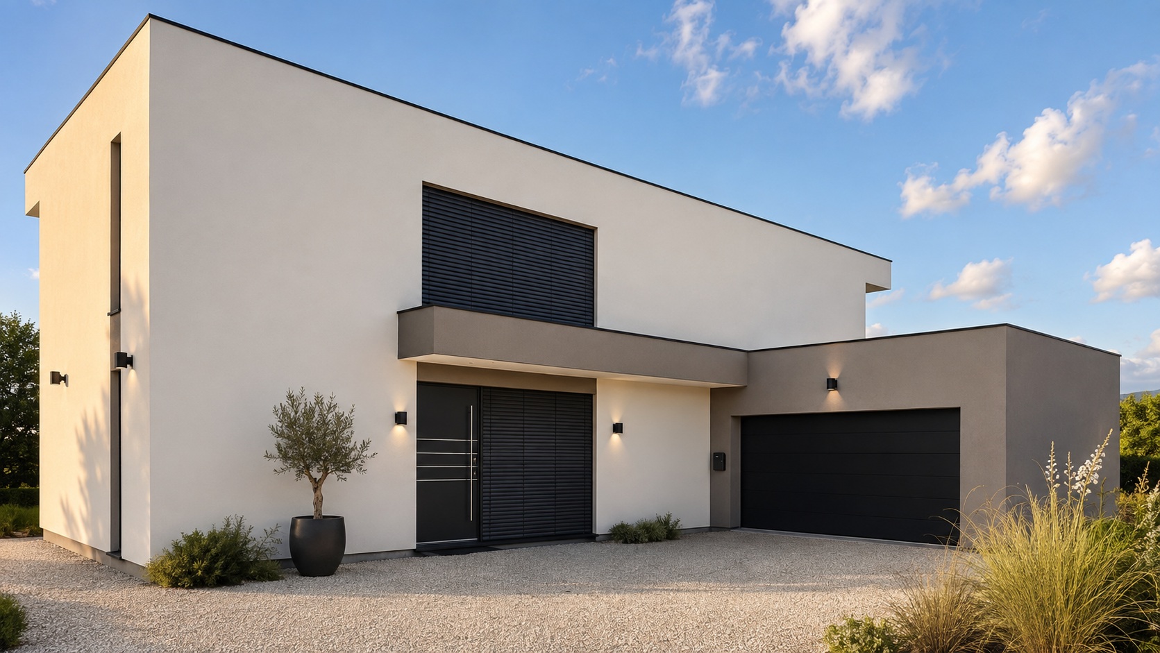 Simplicité, modernité et élégance intemporelle — découvrez notre réalisation : Alice 2 🏠
Cette maison incarne parfaitement le design minimaliste. Ses lignes géométriques, son toit plat, sa palette de couleurs harmonieuse et ses ouvertures soigneusement pensées créent un ensemble à la fois cohérent, moderne et affirmé.
Les principales caractéristiques de cette réalisation :
🔹 Une architecture contemporaine avec un toit plat et une entrée élégante et distinctive.
🔹 Un enduit clair et chaleureux, contrasté par des touches de gris et des menuiseries dans un profond coloris anthracite.
🔹 De grandes baies vitrées équipées de brise-soleil orientables, permettant une gestion optimale de la lumière tout en renforçant le caractère moderne de la façade.
Vous envisagez une construction ou une rénovation ? Contactez-nous !
📩 contact@kubus-house.com
📞 +33 4 50 20 28 64
maison en bois | construction de maison | Pays de Gex | Kubus House | Haute-Savoie