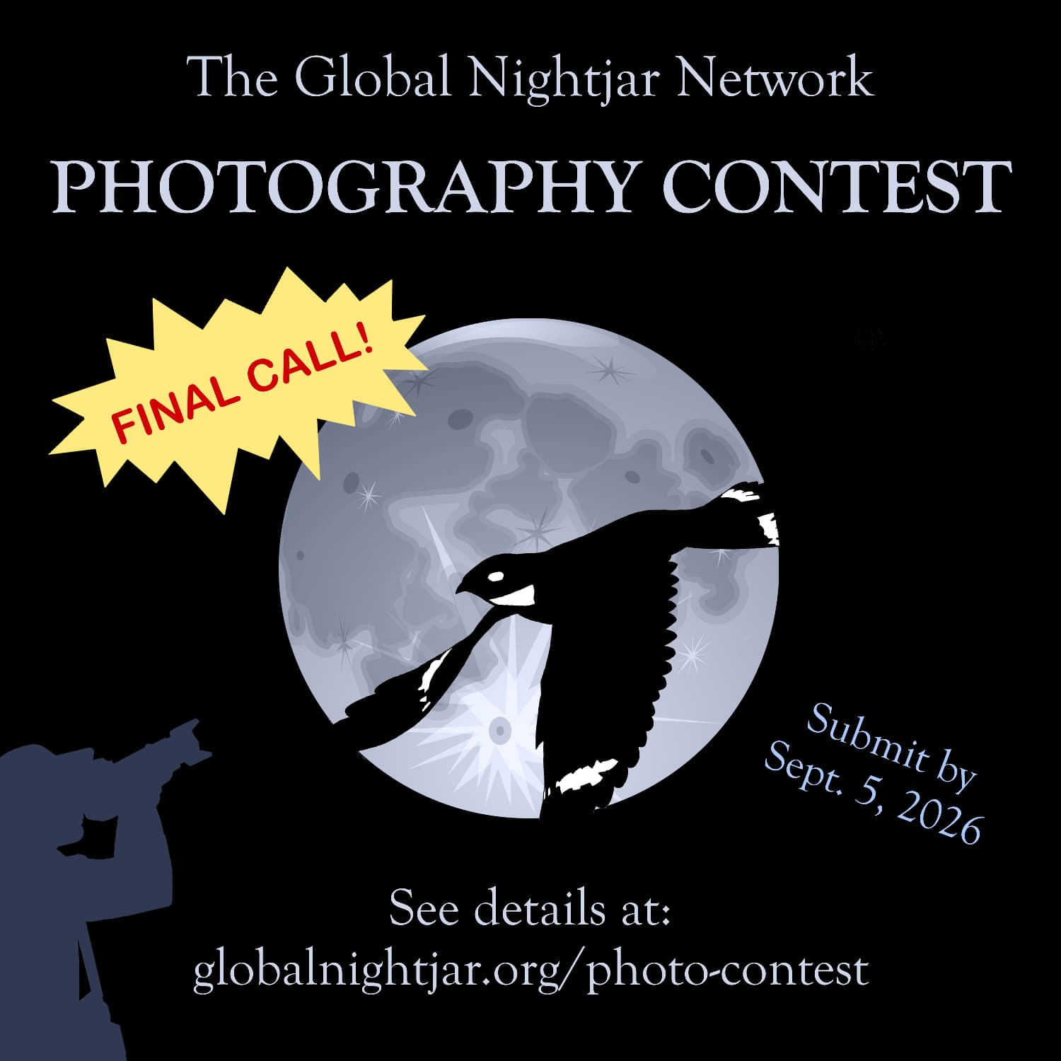 You still have a few more days to submit your goatsucker photos to the GNN contest!
Find the details on the GNN website