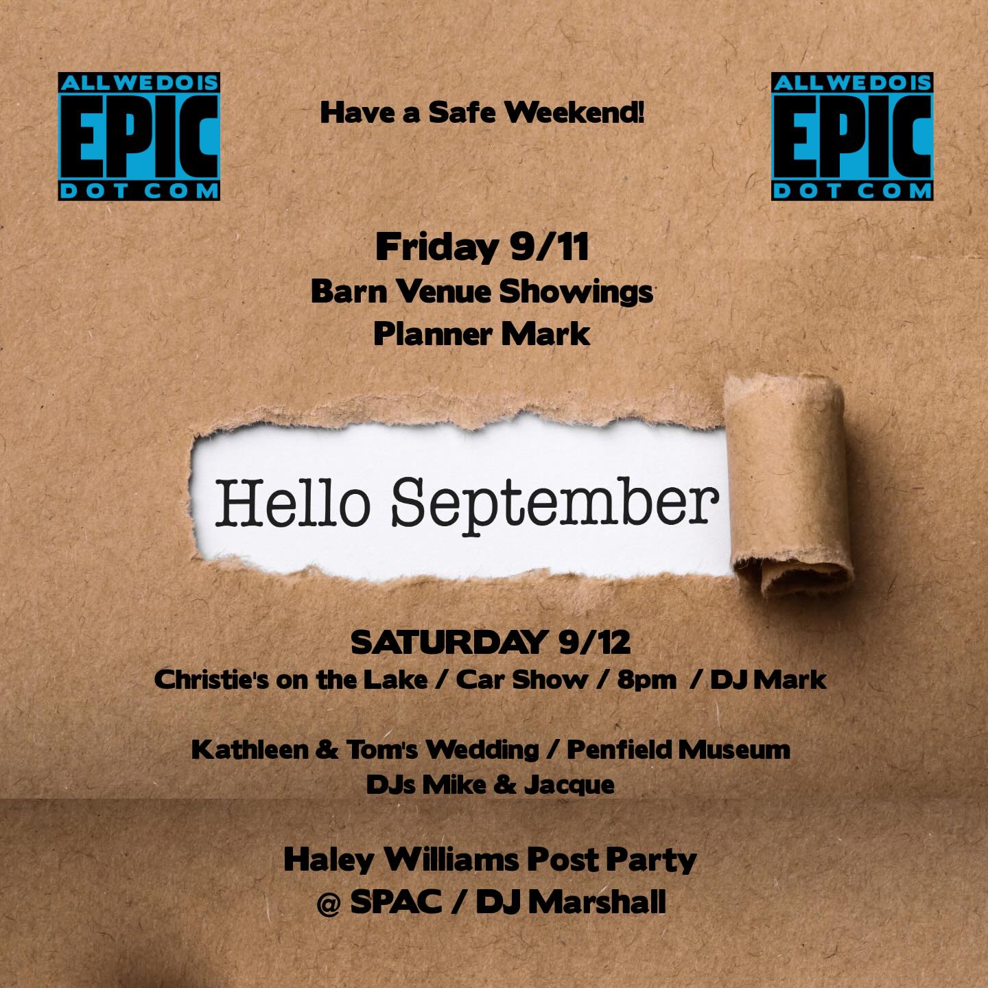 Our weekend ahead, and two first anniversaries! #allwedoisepic