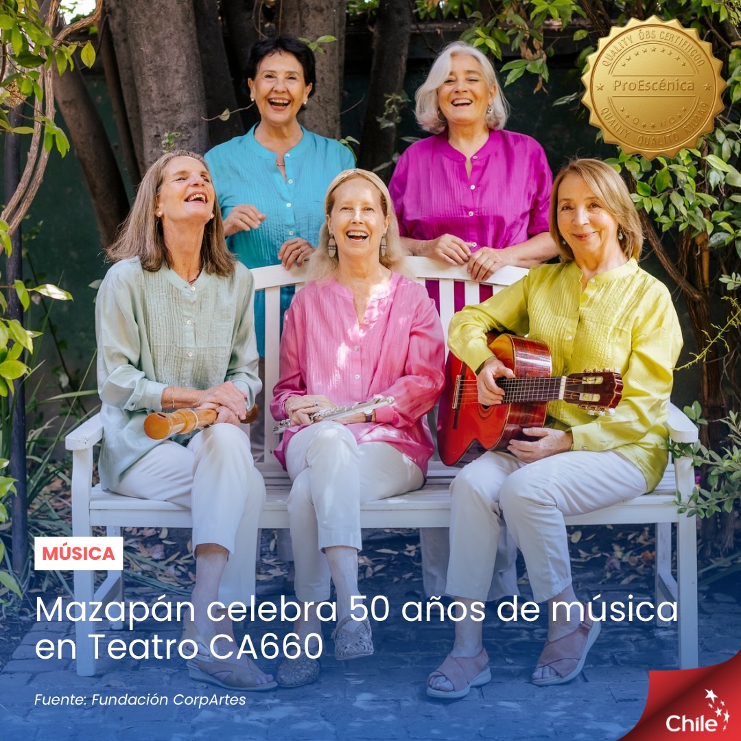 🎶 50 años de música, imaginación y recuerdos.
Hay canciones que no solo escuchamos: nos acompañan toda la vida. 💛
Este año, Mazapán celebra cinco décadas de historia y lo hace con un concierto especial en el Teatro CA660 de Fundación CorpArtes, reuniendo a distintas generaciones en torno a esas melodías que son parte de la memoria musical de Chile.
✨ La cuncuna amarilla, La vaquita loca, Mr. Pugh y muchas otras canciones serán parte de un viaje lleno de música, juegos y emociones para disfrutar en familia.
👧🏻👨🏻👵🏻 Porque Mazapán no es solo música infantil: es patrimonio, memoria y un puente entre generaciones.
📅 Sábado 5 de septiembre
🕕 18:00 horas
📍 Teatro CA660, Las Condes
🎟️ Entradas disponibles por Ticketplus.
💫 Toda la información disponible en proescenica.cl