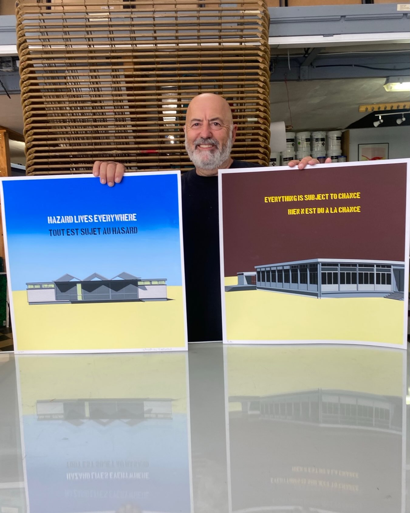 « Hazard/Hasard » et « Chance » sérigraphie de Dror ENDEWELD (@dror_endeweld ). Tirage à 30 exemplaires chacunes sur Arena Smooth White 450g au format 50*50.