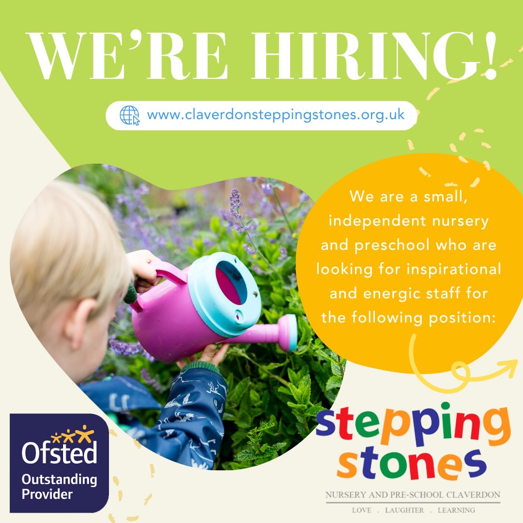 We are looking for an inspirational and energetic Term-Time Administrator / HR Role to join our fun loving and friendly team. This is a part-time role, approximately 10-12 per week and term-time only. Previous administration and IT experience essential.
For further information: clavsteppingstones@welearn365.com or call 01926 843 353.
Closing date: Friday 11th September 2026