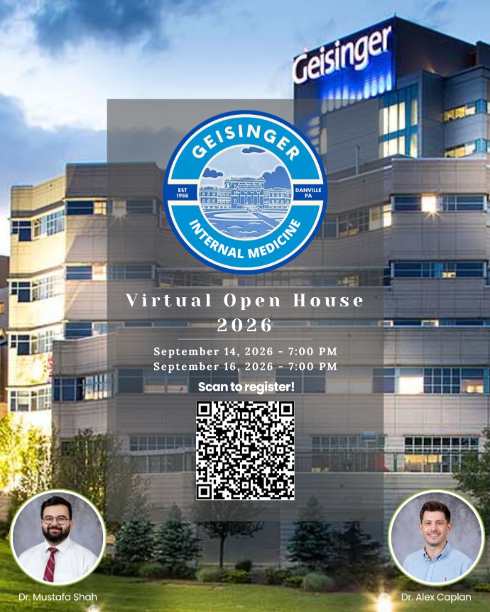 Come learn about our program and our residents! We look forward to seeing everyone at our Virtual Open House 😊
Hosted by our Chief Residents, both sessions will cover the same information so choose the one that works best for your schedule. Please sign up using the QR code. Links to access the sessions will be sent at a later date!