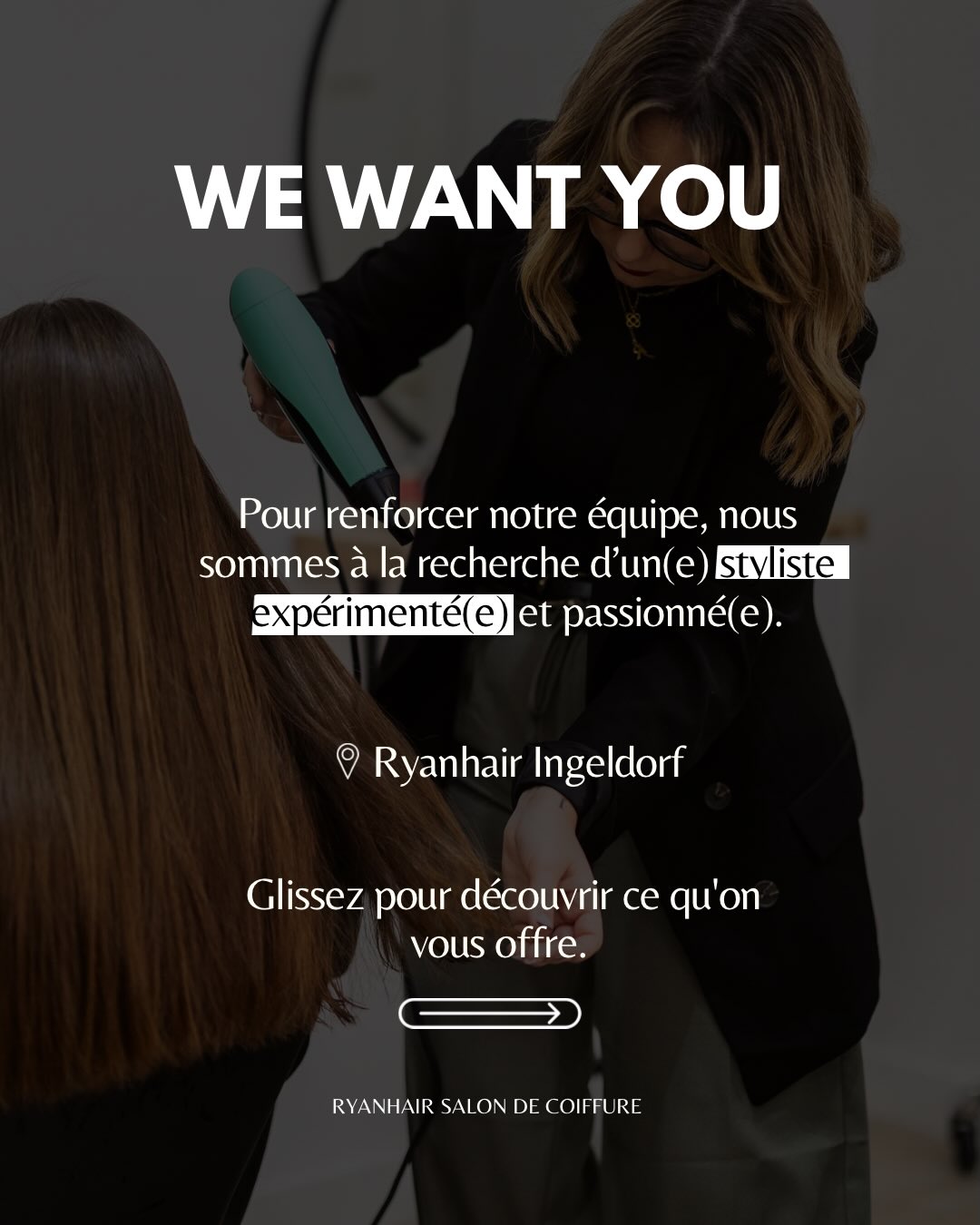✨ Nous recherchons un(e) coiffeur(se) expérimenté(e) ! 💇🏻♀️✂️
Vous êtes passionné(e) par la coiffure, créatif(ve) et vous avez de l’expérience dans le domaine ? Rejoignez notre équipe Ryanhair ! 🤍
📩 Envoyez votre CV à rene@ryanhair.lu
On a hâte de vous rencontrer ! ✨
#luxembourg #coiffure #onrecrute