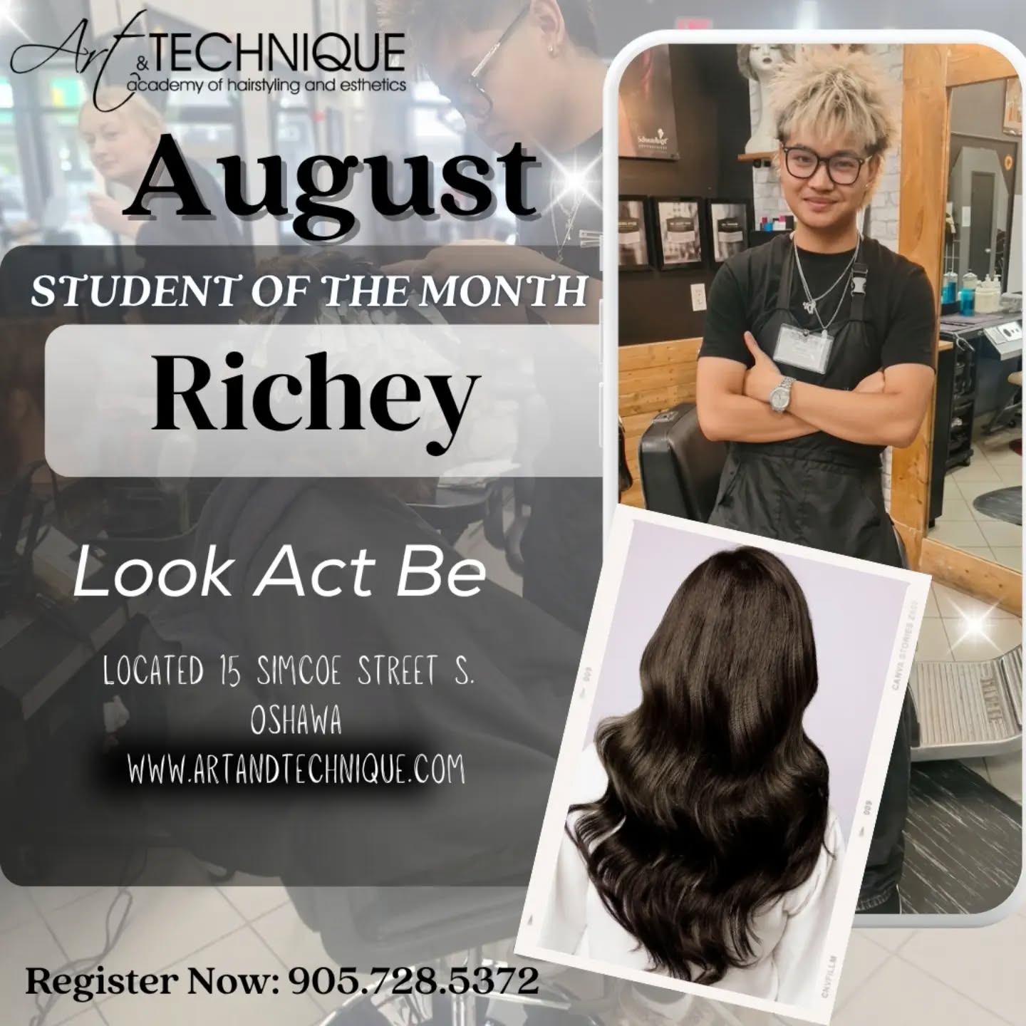 Richey takes the spotlight as Art & Technique’s Student of the Month for August!! 🎉👏
Congratulations, Richey— your hard work, dedication, and passion for hairstyling truly shines. ⭐️
#StudentOfTheMonth #ArtAndTechniqueAcademy #HairStudents #FutureStylist
#HairstylistLife