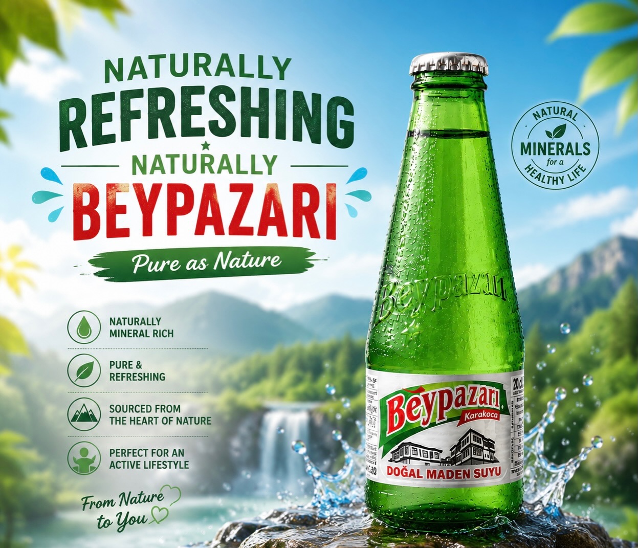 Naturally refreshing, naturally Beypazarı. 🏔️💧 Sourced from the heart of nature, pure as it gets.
#Beypazari #NaturallyRefreshing #PureAsNature #DogalMadenSuyu #NaturalMinerals