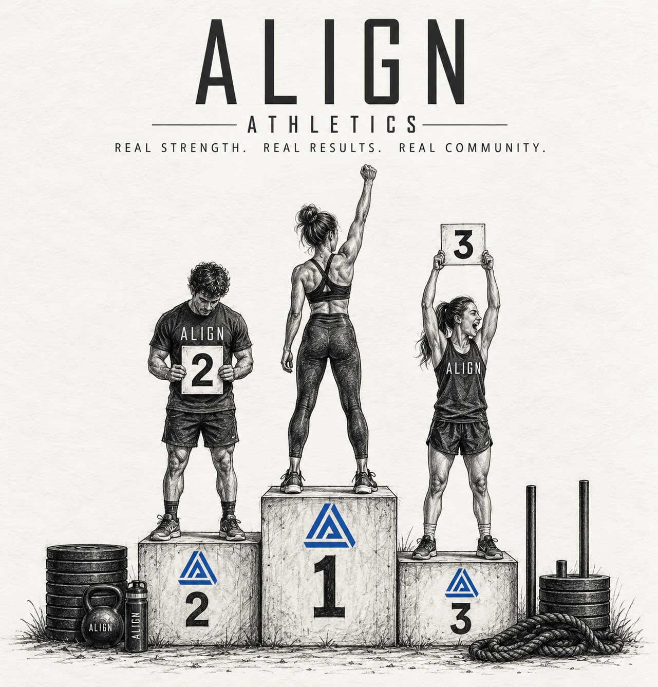 At Align, your “win” doesn’t have to look like anyone else’s.
For one person, it’s a PR.
For another, it’s showing up three days this week.
Getting stronger.
Having more energy.
Doing something they couldn’t do six months ago.
Stop measuring your progress against the person beside you.
Your goals. Your progress. Your win.
That’s what we celebrate at Align