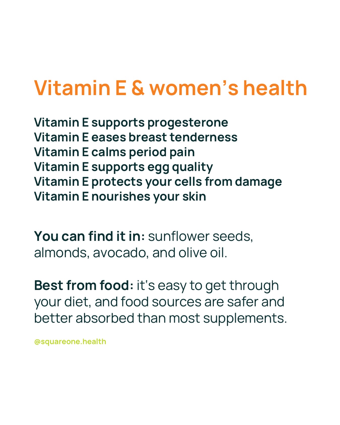Honestly, have you ever even thought if Vitamin E? 😂 I sure didn’t until I was prepping for my egg retrieval during IVF and my doctor recommended it for egg quality.
Vitamin E is one I’d get from food first though since it’s not water soluble you could overdo it. It’s easy to find in sunflower seeds, almonds, avocado, and olive oil, and food sources are safer and better absorbed than most supplements.
If you do choose to supplement, look for natural mixed tocopherols, that’s “d alpha,” not the synthetic “dl alpha,” and keep it low, since most women only need around 15mg a day and food often covers it.
*Always check with your provider before adding a new supplement, especially if you’re pregnant, nursing, or on medication.
Want my trusted brands?
Comment VITAMIN E and I’ll send you my favs on Fullscript, where you can save on practitioner grade supplements. 💛
Xoxo
Steph 💛
__
If you’re new here, hi, I’m Stephanie! I’m a functional nutrition counselor, and now, mom who walked through 4 years of infertility, IUIs, and IVF before my son. I learned a lot along my health journey to becoming a mom. If you love hormone health, fertility, faith, and real talk about your body, this space is for you 🥳
—
fertility, trying to conceive, ttc, ttc journey, fertility nutrition, hormone health, cycle health, functional nutrition, egg quality, ivf, iui, infertility support, PMOS, pcos, period problems, fertility awareness, hormone balance, faith and fertility, Christian mom, fertility health, women’s health, luteal phase, ovulation, fertility coach, holistic fertility, natural fertility, painful periods, PMS, thyroid health, perimenopause, blood sugar balance
