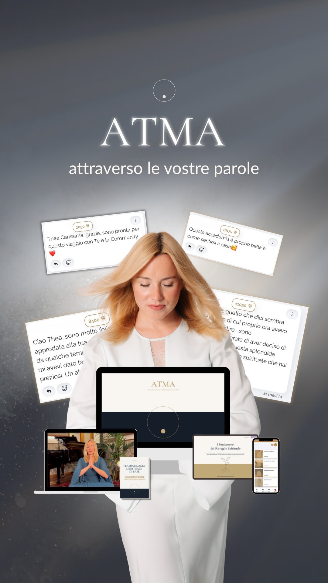 ✨ ATMA è un Portale Spirituale Online da esplorare quando senti che ciò che conosci non ti basta più.
È un luogo virtuale dove approdare quando desideri andare oltre la superficie, fare domande più profonde, comprendere meglio te stesso/a e dare uno spazio reale alla tua dimensione interiore.
All’interno di ATMA troverai 4 pilastri fondamentali:
🌱 I fondamenti del risveglio spirituale
🌙 I misteri dell’Essere e dell’Invisibile
💓 La cura di corpo, mente ed emozioni
🦋 L’evoluzione personale e l’incarnazione del proprio potenziale
Quattro sezioni importanti che contengono molteplici occasioni di potenziamento della tua Essenza Spirituale.
🩵 Iscrivendoti ad ATMA, avrai accesso a percorsi tematici esclusivi, videolezioni, meditazioni, pratiche guidate, mantra, materiali di approfondimento, PDF, dirette mensili con me e un forum dove confrontarti con altre Anime in cammino.
È un’esperienza che rispetta il tuo ritmo.
Uno spazio in cui puoi tornare.
Una pratica da coltivare.
Un insegnamento da lasciare sedimentare.
Uno strumento attraverso il quale allenare le tue facoltà extra-sensoriali.
🌙 ATMA è un luogo vivo in cui spiritualità, consapevolezza, benessere ed evoluzione possono diventare esperienza concreta, alla portata di tutti, tutti i giorni.
✨ Ti ricordo che il 13 settembre è l’ultimo giorno per accedere ad ATMA con uno sconto davvero speciale!
💌 Per qualsiasi domanda o per ricevere maggiori informazioni puoi scrivere a assistenza@atmaacademy.com
💬 Oppure commenta con “ATMA” per ricevere in DM tutte le informazioni!
#promozione #sconto #spiritualità #yogaitalia #crescitapersonale