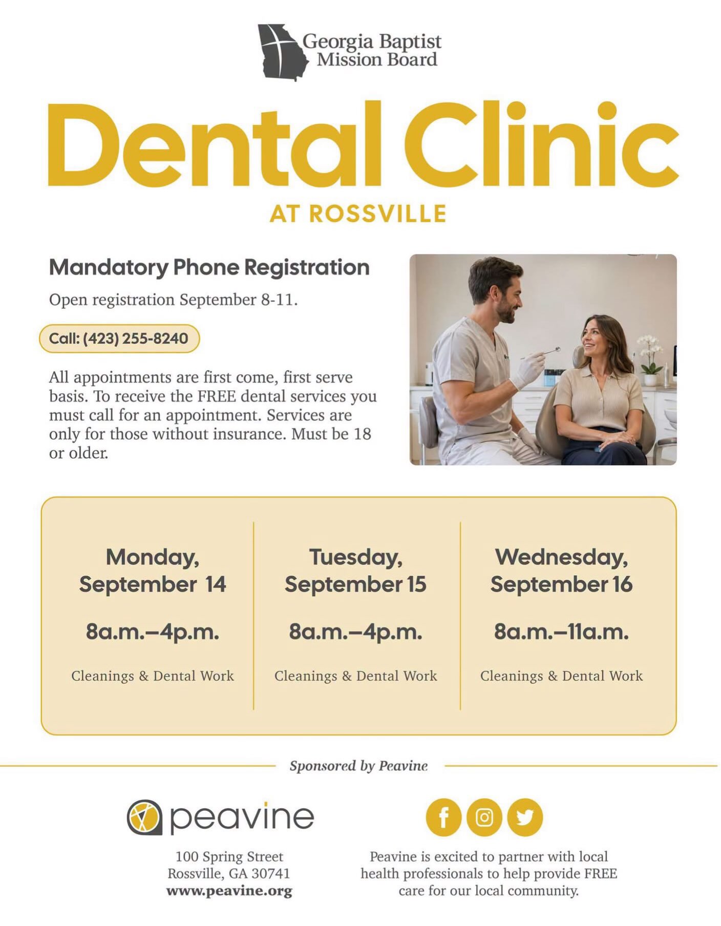 At Levie Family Dentistry, serving our community goes far beyond the walls of our office. ❤️
We are proud to partner with Peavine Baptist Church and the Georgia Baptist Mission Board to help provide free dental care to individuals in our community who do not have dental insurance. It’s a welcoming, compassionate environment and a wonderful opportunity for those who may otherwise have difficulty accessing the dental care they need.
If you or someone you know is uninsured and in need of dental treatment, we encourage you to reach out to learn more about available services.
We’re grateful for the opportunity to work alongside Peavine and give back to the community we’re so proud to serve. 🦷❤️