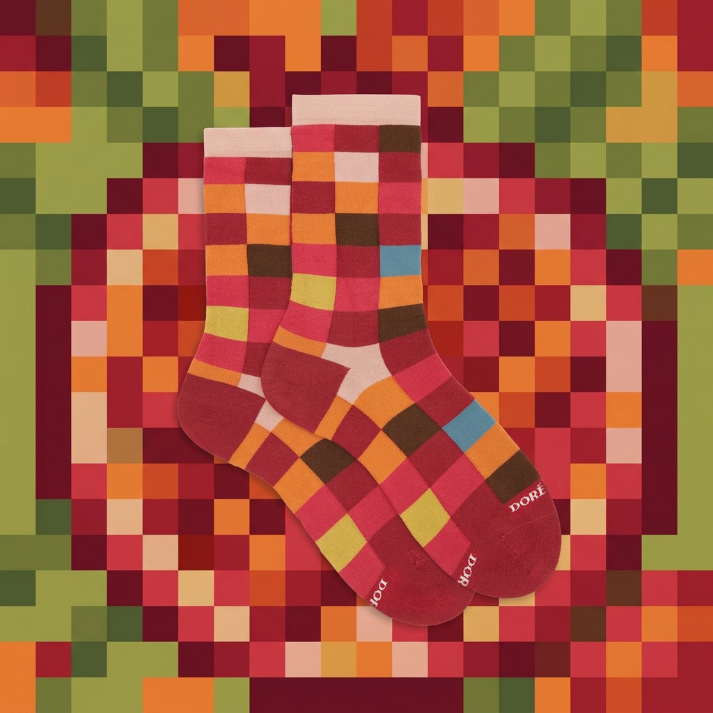 Tu la vois?
On dirait une grenade en pixels, mais c'est en fait une chaussette. Une mosaïque de couleurs, une icône intemporelle. Réinterprétée à chaque saison, toujours reconnaissable. 🍎
#doredoreicon
