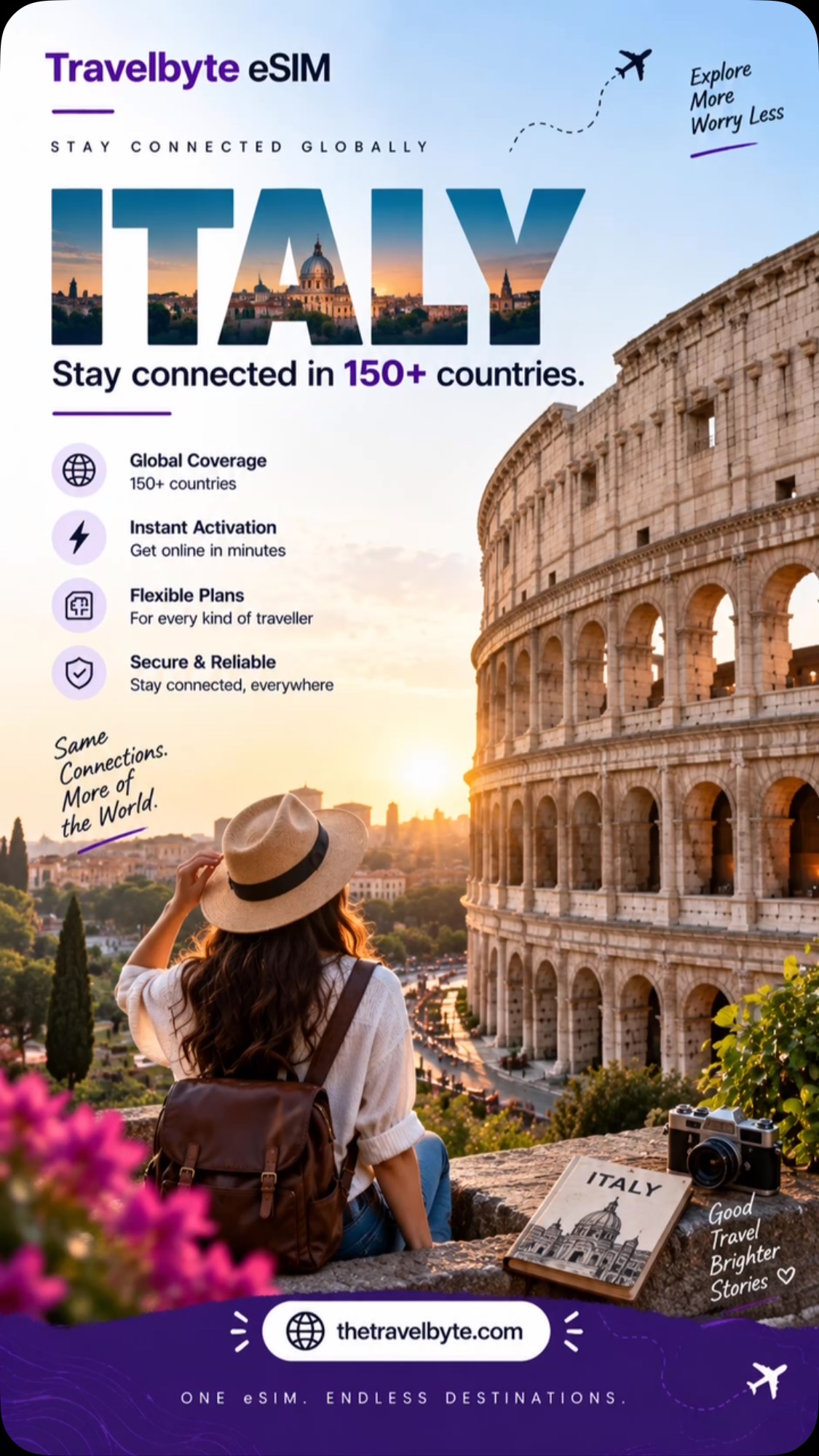 🇮🇹 Ciao, Italy! 🇮🇹✈️
From the Colosseum to the charming streets of Rome, stay connected while you explore every moment. 📍📱
With a Travelbyte eSIM:
🌍 Coverage in 150+ countries
⚡ Instant activation
📶 Stay connected on the go
💳 Flexible plans for your trip
Explore more. Worry less.
👉 Get your eSIM at thetravelbyte.com
#traveling #italy #esim #travelitaly #italytourism
