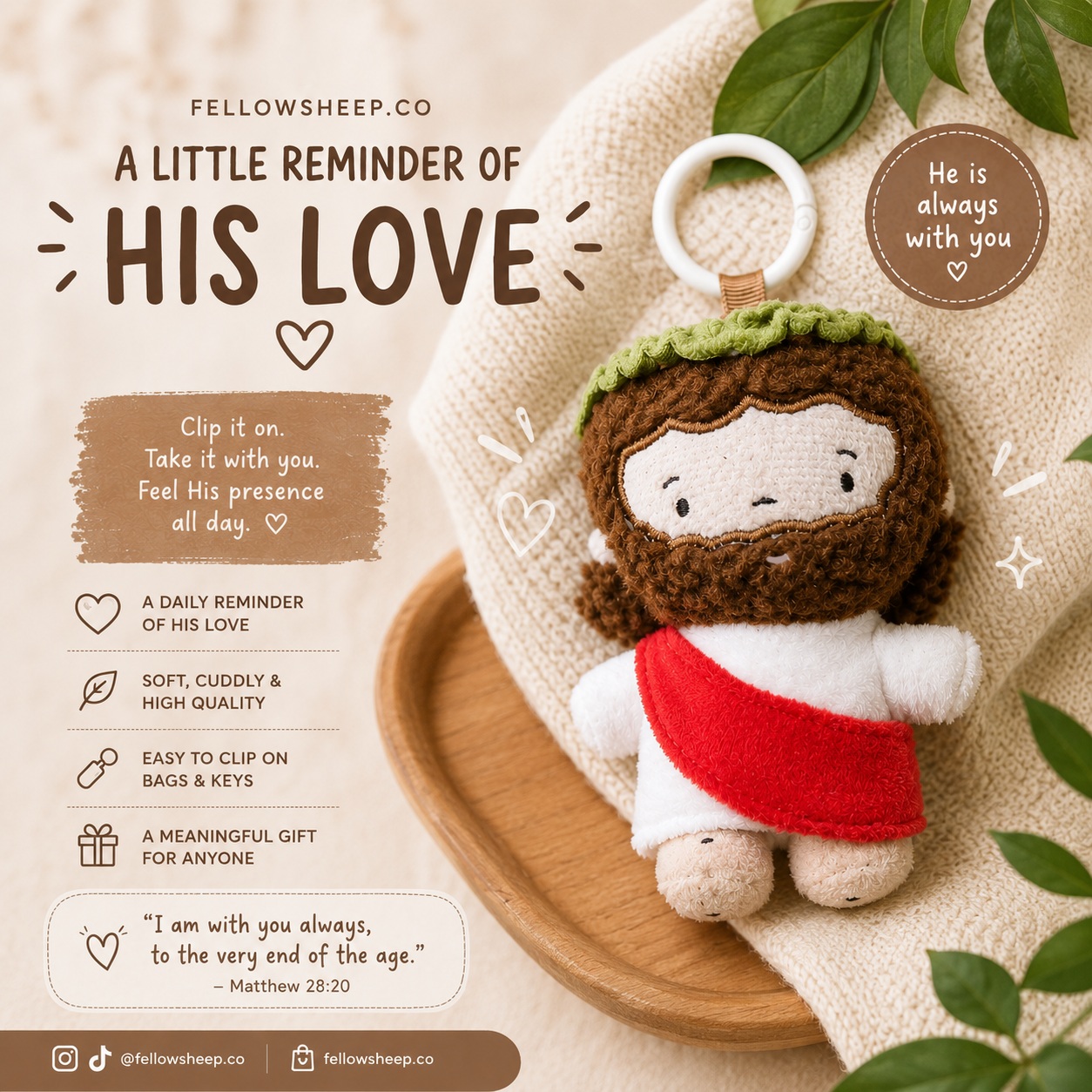We are dropping our own Jesus Plushies Keychain, for more information do check out on our website at @fellowsheep.co while stocks last!
#Singapore #Jesus #Church #Cute #Plushie #Keychain #SingaporeChurch #JesusLovesYou #ChristianPlushie #CuteKeychain #FaithInSingapore #ChurchLife #ChristianMerch #JesusPlushie #CutePlushie #SGChurch #JesusIsLord #PlushieCollector #KeychainAddict #ChristianCute #FaithAndCute #SingaporeChristians #JesusIsKey #CuteFaith #PlushieLover #rgbc #JesusArt #KeychainCollection #ncc