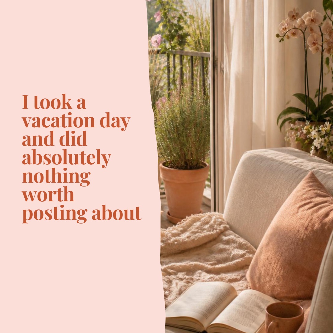 I have a tendency to hoard vacation. Not in the never-use-it sense. I use it. I just like my days off to count. A trip. A cottage. Time with friends. Something that makes taking the day feel justified. This time I took a Monday off simply to land. I did laundry. Bought groceries. Read. Watered my plants. Enjoyed the quiet. There was no agenda, no urgency and, for a little while, no one needed me to do anything, be anything or solve anything. Nothing particularly Instagram-worthy happened, and that was kind of the point. I’m learning that not every day off needs to be maximized. Sometimes the value of the time is the space it creates between one thing and the next. I didn’t waste a vacation day. I used it for exactly what I needed. And isn’t that the point? #landing #alifeinprogressblog