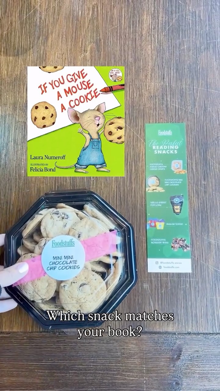 Story Time + Snack Time 📕
We paired some favorite kids books with Foodstuffs snacks for the perfect time!
And take a FREE bookmark at checkout with your purchase! 🍪