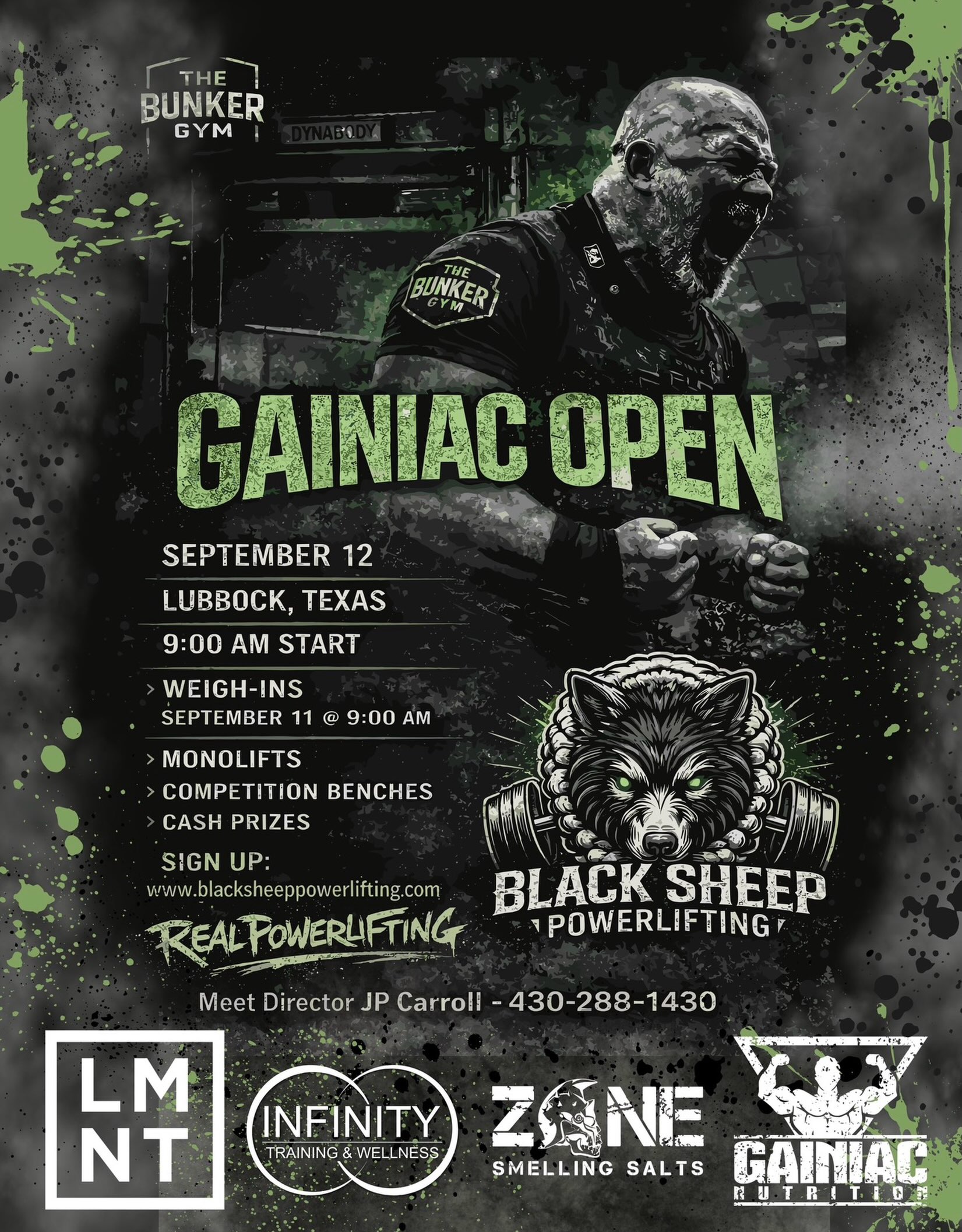 🔥🔥VENDORS🔥🔥
The Gainiac Open will be at the Prima Vista Event Center here in Lubbock
402 N Inler Ave Lubbock 79416
Setup is any time after 10am on Friday the 11th and Saturday morning the 12th 7-8am before the meet. You will need to be setup by 8am. Lifting starts at 9.
Electricity is available upon request
DM with any questions
See you there!!🔥💪
#gainiaclbk #powerlifting #blacksheep #gainiacarmy #gainiacnation
