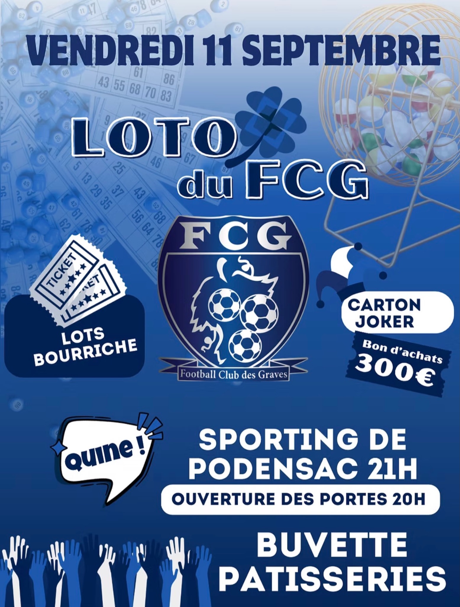 Premier LOTO de l’année Venez Nombreux ce vendredi au Sporting de Podensac !!