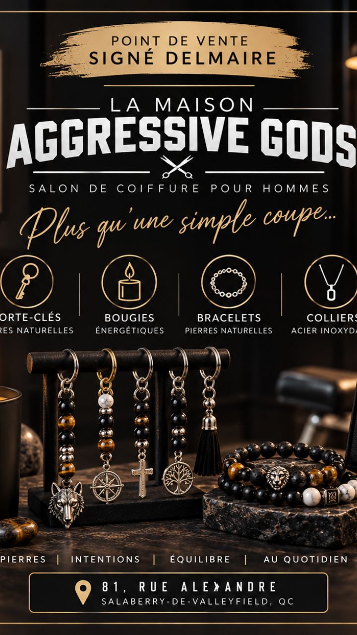 🖤 𝗦𝗶𝗴𝗻𝗲́ 𝗗𝗲𝗹𝗺𝗮𝗶𝗿𝗲 𝗰𝗵𝗲𝘇 𝗟𝗮 𝗠𝗮𝗶𝘀𝗼𝗻 𝗔𝗴𝗴𝗿𝗲𝘀𝘀𝗶𝘃𝗲 𝗚𝗼𝗱𝘀
Messieurs, mes créations sont aussi pour vous. 😉
Alors, pendant votre prochain rendez-vous… jetez un petit coup d’œil au présentoir. 👀
Vous pourriez bien repartir avec plus qu’une nouvelle coupe. 😏
📍 𝟴𝟭, 𝗿𝘂𝗲 𝗔𝗹𝗲𝘅𝗮𝗻𝗱𝗿𝗲
𝗦𝗮𝗹𝗮𝗯𝗲𝗿𝗿𝘆-𝗱𝗲-𝗩𝗮𝗹𝗹𝗲𝘆𝗳𝗶𝗲𝗹𝗱
Un grand merci à 𝗟𝗮 𝗠𝗮𝗶𝘀𝗼𝗻 𝗔𝗴𝗴𝗿𝗲𝘀𝘀𝗶𝘃𝗲 𝗚𝗼𝗱𝘀 de faire une place à mes créations. 🖤