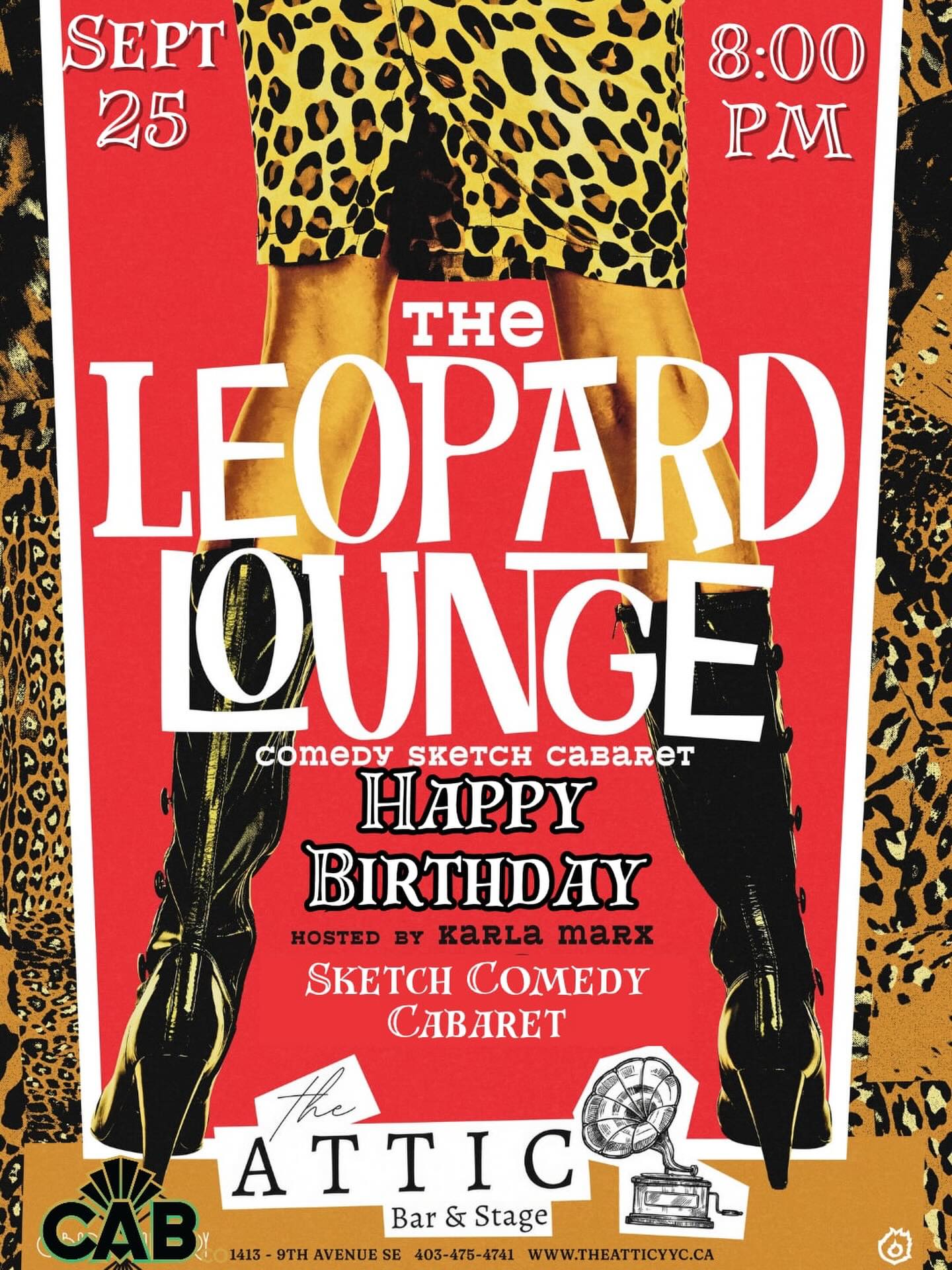 π THE LEOPARD LOUNGE IS CELEBRATING! πβ¨
Slip into something wild and join us for a special birthday edition of The Leopard Lounge- an outrageous evening of sketch comedy, cabaret and wonderfully unhinged surprises, hosted by the incomparable @karla.marx1917!
π
September 25
β° 8 PM
π The Attic Bar & Stage
ποΈ Tickets at theatticyyc.ca
Come hungry, grab a cocktail and help us celebrate in full leopard-print glory. ππ₯
#TheLeopardLounge #TheAtticYYC #CalgaryComedy #SketchComedy #CalgaryCabaret YYCEvents InglewoodYYC