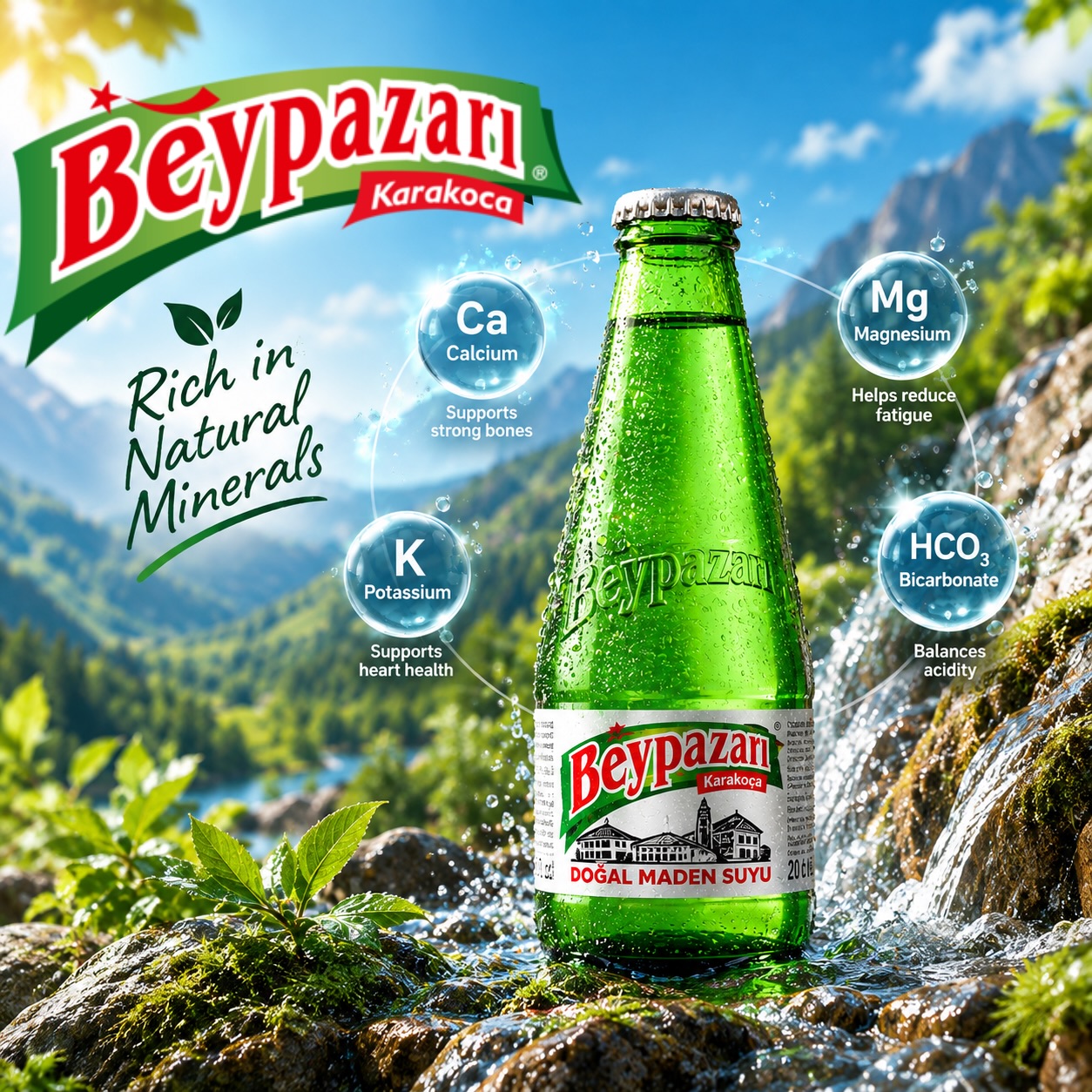💧🌿 Rich in natural minerals, straight from nature.
More than just water — it’s minerals your body actually needs. 💧 Calcium for bones, magnesium for energy, potassium for your heart, and bicarbonate to balance it all. That’s Beypazarı.
#Beypazari #RichInMinerals #NaturalMinerals #DogalMadenSuyu #MineralWater
