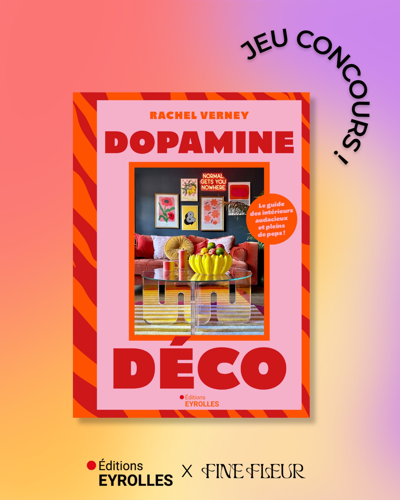 JEU CONCOURS
Plongez dans l’univers joyeux et coloré de Dopamine Déco, le livre qui célèbre une décoration pleine de couleurs, de personnalité et de bonne humeur ! 🌈✨
Laissez-vous inspirer par des intérieurs pétillants, des associations audacieuses et mille idées pour faire de votre maison un espace qui vous ressemble. 🏡💐
Pour tenter de remporter un exemplaire du livre, il suffit de :
👉 Suivre les pages @eyrolles_loisirscreatifs et @finefleurmagazine
👉 Liker cette publication
👉 Identifier en commentaire la personne avec qui vous aimeriez partager vos inspirations déco ! 💕
Le tirage au sort aura lieu le 4 septembre et désignera trois gagnant·e·s ✨
Les gagnant·e·s seront contacté·e·s directement par message privé !
Bonne chance à toutes et à tous 🍀