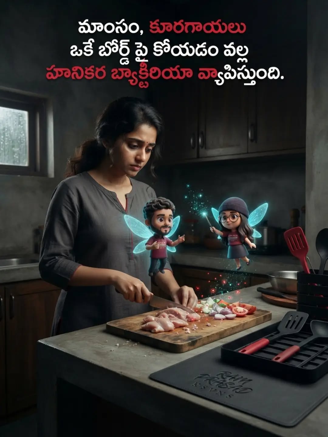 కలర్-కోడెడ్ కటింగ్ బోర్డ్స్: మీ కుటుంబ ఆరోగ్యానికి నిజమైన రక్షణ! 🥦🥩
మన ఇళ్లలో మాంసం, కూరగాయలు ఒకే కటింగ్ బోర్డ్పై కోయడం వల్ల కంటికి కనిపించని 'క్రాస్-కంటామినేషన్' జరుగుతుంది. సాల్మొనెల్లా వంటి బ్యాక్టీరియా మన ఆహారంలోకి చేరి కడుపునొప్పి, అనారోగ్యానికి దారితీస్తుంది.
రంగుల ఆధారంగా వేర్వేరు ఆహారాలకు వేర్వేరు బోర్డులు ఉపయోగించడం ద్వారా ఈ ప్రమాదాన్ని 100% అరికట్టవచ్చు!
✨ మా రికమండేషన్: Index-Style Color-Coded Chopping Board Set with Storage Stand (~₹499)
- 4 విభిన్న రంగుల ఇండెక్స్ బోర్డులు
- వెజిటబుల్, మీట్, ఫిష్, కుక్డ్ ఫుడ్ ఐకాన్స్
- స్పేస్ సేవింగ్ వెర్టికల్ స్టాండ్
- నాన్-స్లిప్ మరియు ఈజీ-టు-క్లీన్ డిజైన్
📌 ఈ పోస్ట్ను సేవ్ చేసుకోండి & మీ స్నేహితులు, కుటుంబ సభ్యులతో షేర్ చేయండి!
🔗 ప్రొడక్ట్ లింక్ కోసం బయాల్రో లింక్ చెక్ చేయండి లేదా COMMENT 'BOARD' అని టైప్ చేయండి!
#RamPrasadRecommends #KitchenHygiene #FoodSafety #TeluguContent #KitchenOrganization HealthyLiving HomeCare TeluguKitchen SmartKitchen