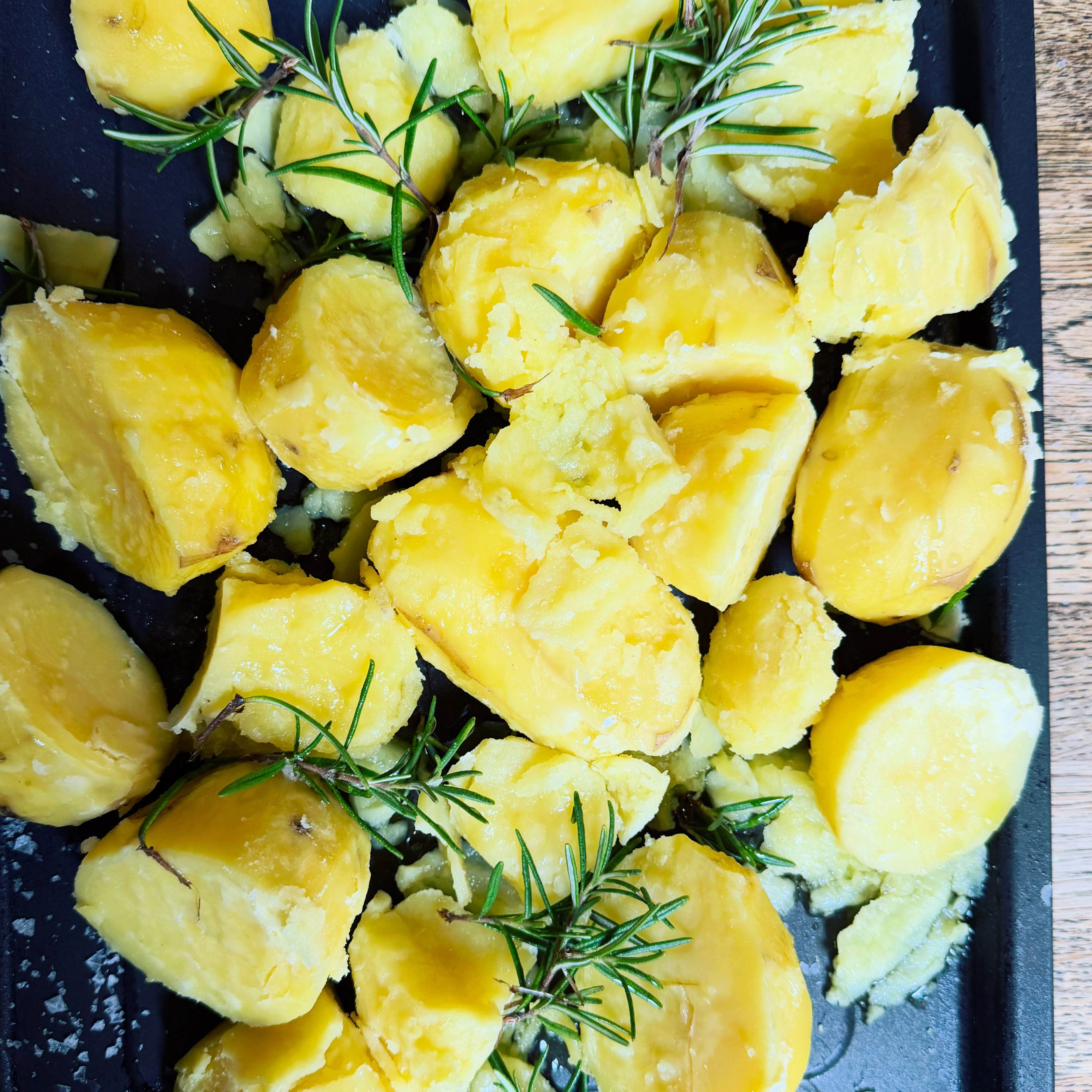 Roasties …. Par boiled to perfection and about to be crisped up …. #privatecheflife