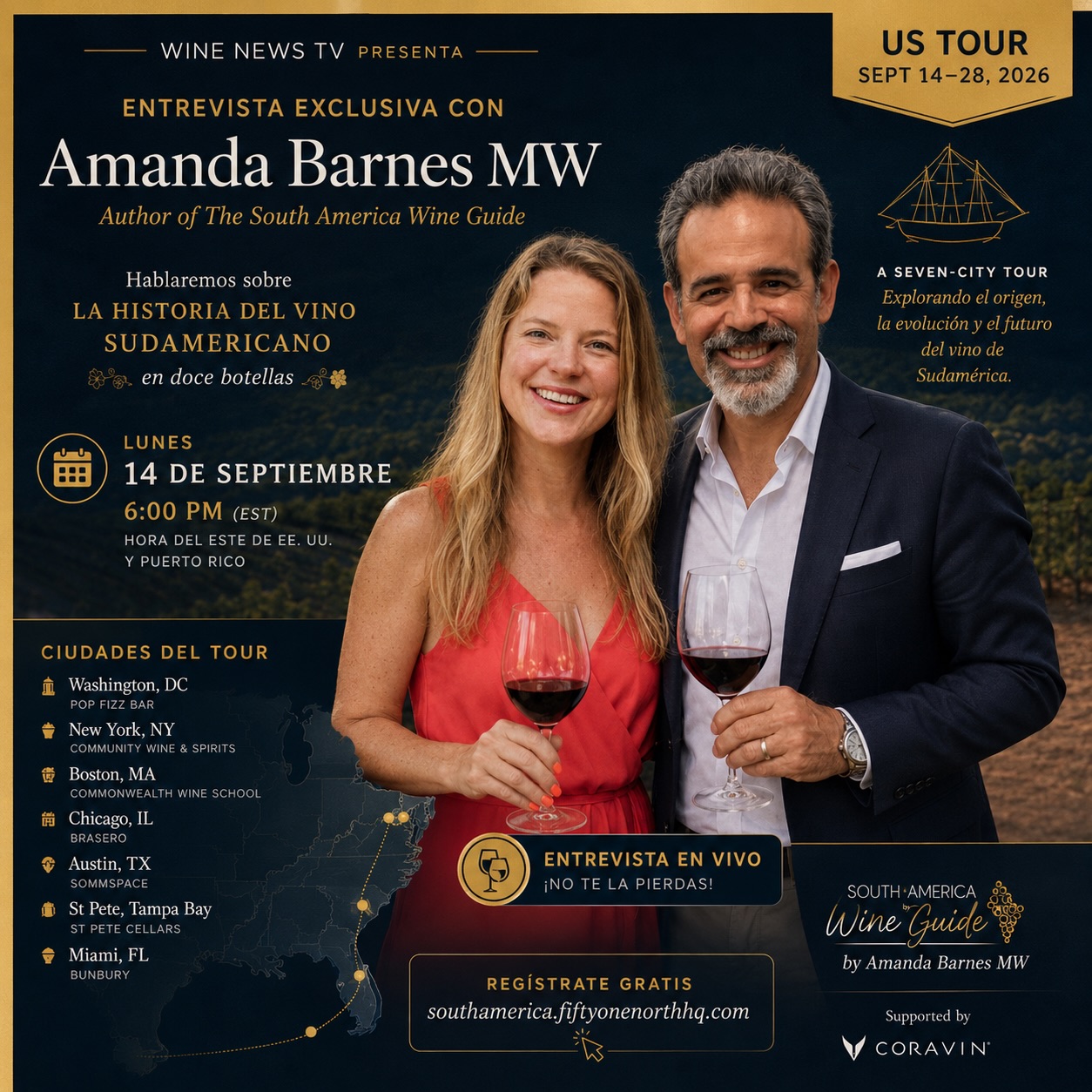 🇺🇸No te pierdas esta charla hoy con @amanda_wine🍷
A las 6pm hora de #puertorico y la costa este de #usa. Hablaremos de su tour de #vinos de #suramerica por varias ciudades de los Estados Unidos. ¡No te lo puedes perder!
Dime en comentarios que te gustaría la pregunte a esta #masterofwine