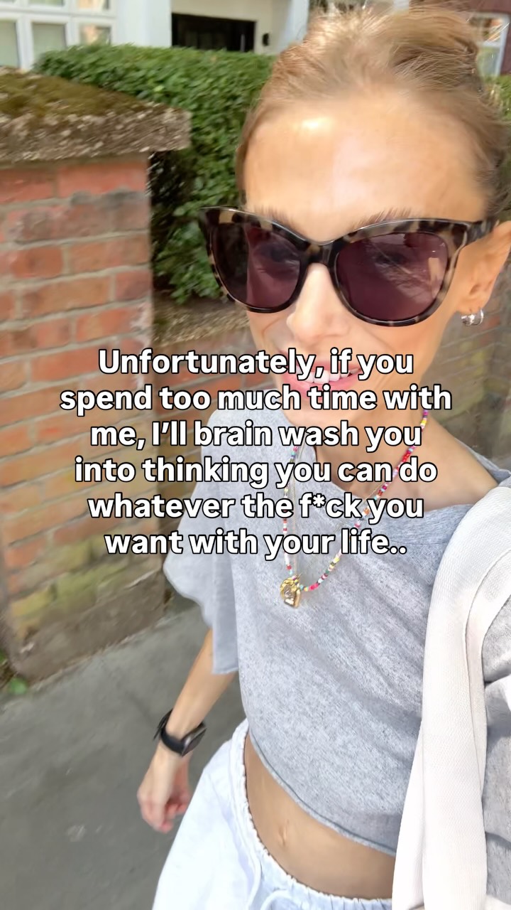 Unfortunately, if you spend too much time with me, I will brainwash you into thinking you can do whatever the f*ck you want with your life..
*whispers* because you can!
Seriously, who wrote the rule book?
It’s time to burn it.
It’s all made up.
Societal conditioning has to go girl, this is YOUR life and it doesn’t need to make sense to anyone else but YOU.
You wanna do the thing? DO IT.
You wanna move abroad? DO IT.
You wanna quit the job? DO IT!
You don’t need approval or permission from others if you know deep in your heart it’s what YOU want.
We spend so much time worrying about what other people might think about us, our decisions, choices, or lifestyle.
That we forget to actually live the one we came here to live.
You’re not here to conform to rules that aren’t even real.
And sometimes those expectations are created by US.
Ditch them, they don’t belong to you.
They never did.
Give yourself the permission slip right now to follow what lights YOU up, not what keeps others comfortable / happy.
If this is landing, stay close, because something is coming 👀🤭
.
.
#liveyourlifenow #youdoyou #mylifemyrules #becomingthebestme #mindsetshifts