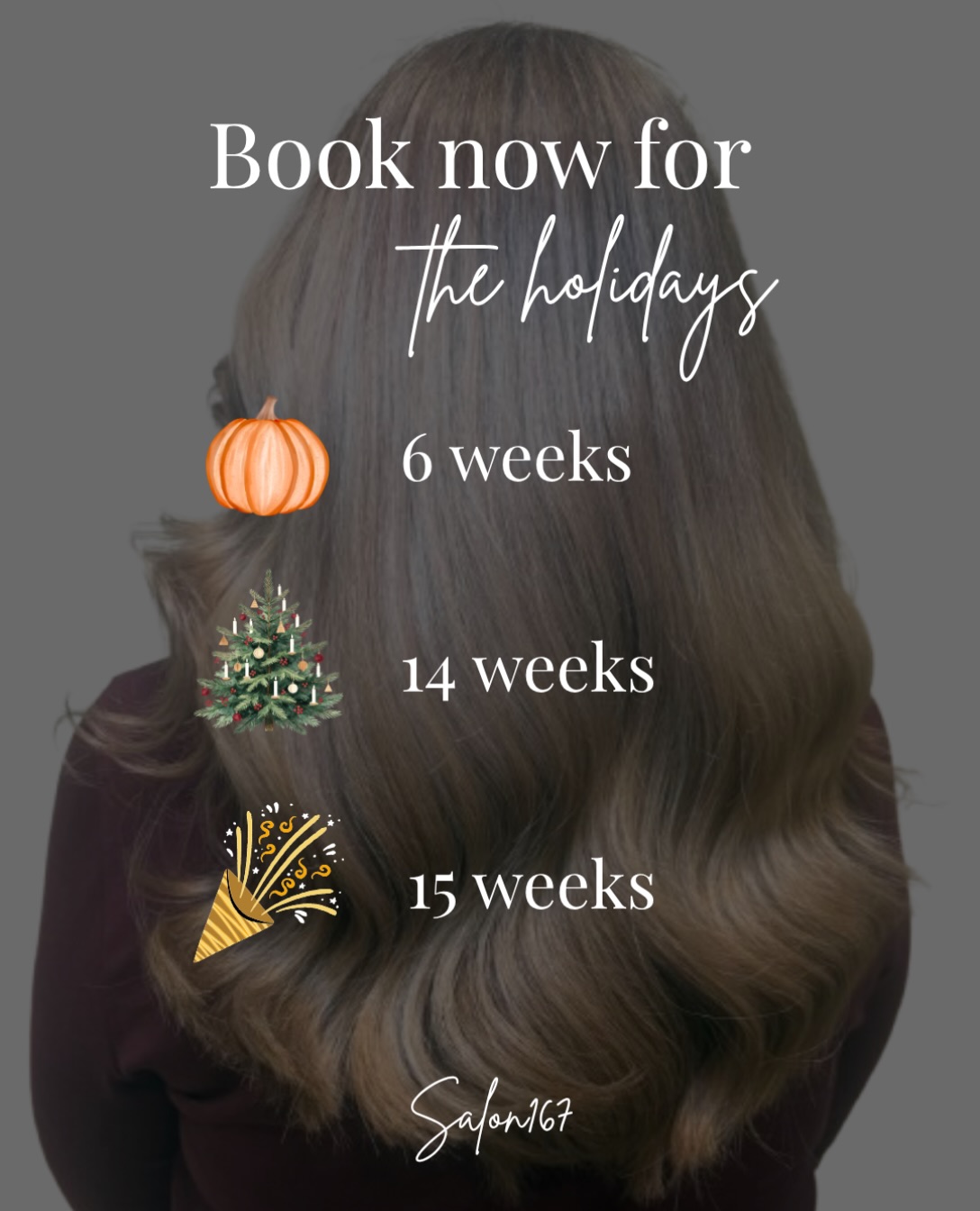 Book now for the holidays using the link in our bio 🤍
-
-
-
#salon167 #salon167davidlloyd #holidays #book #hairappointments