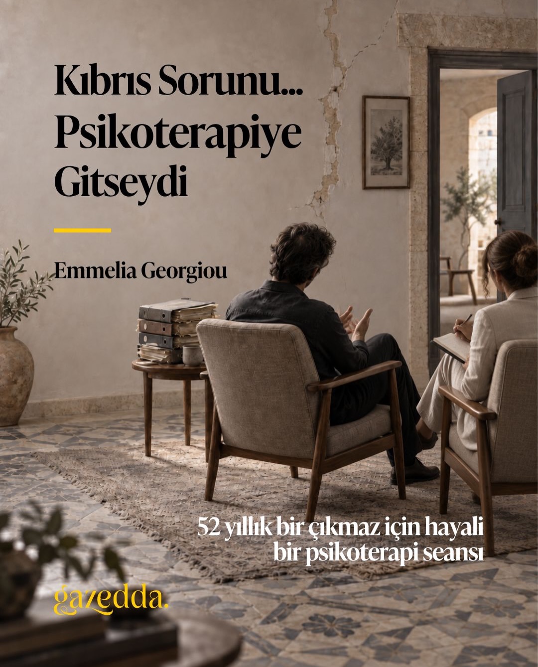 🛋️ Kıbrıs Sorunu terapiye gitseydi, belki de en zor cümlesi şu olurdu:“Değişirsem, kim olurum?”Emmelia Georgiou, Kıbrıs Sorunu’nu hayali bir terapi seansına oturtuyor; 1963 ve 1974’ün acılarından, kuşaktan kuşağa taşınan korkulara, karşılıklı suçlamalardan çözümsüzlüğün neredeyse kimliğin parçasına dönüşmesine kadar uzanan bir yüzleşme kuruyor.Bir noktada danışan sadece şunu söylüyor:“Yoruldum. Vaatlerden yoruldum. Hayal kırıklıklarından yoruldum.”Belki de mesele tam burada başlıyor: İyileşmek, unutmak değildir.✍️ Emmelia Georgiou | Kıbrıs Sorunu... psikoterapiye gitseydi🔗 Yazının tamamını profildeki bağlantıdan okuyabilirsiniz.#KıbrısSorunu #Kıbrıs #Barış #Uzlaşma #Gazedda 🛋️ Kıbrıs Sorunu terapiye gitseydi, belki de en zor cümlesi şu olurdu:“Değişirsem, kim olurum?”Emmelia Georgiou, Kıbrıs Sorunu’nu hayali bir terapi seansına oturtuyor; 1963 ve 1974’ün acılarından, kuşaktan kuşağa taşınan korkulara, karşılıklı suçlamalardan çözümsüzlüğün neredeyse kimliğin parçasına dönüşmesine kadar uzanan bir yüzleşme kuruyor.Bir noktada danışan sadece şunu söylüyor:“Yoruldum. Vaatlerden yoruldum. Hayal kırıklıklarından yoruldum.”Belki de mesele tam burada başlıyor: İyileşmek, unutmak değildir.✍️ Emmelia Georgiou | Kıbrıs Sorunu... psikoterapiye gitseydi🔗 Yazının tamamını profildeki bağlantıdan okuyabilirsiniz.#KıbrısSorunu #Kıbrıs #Barış #Uzlaşma #Gazedda