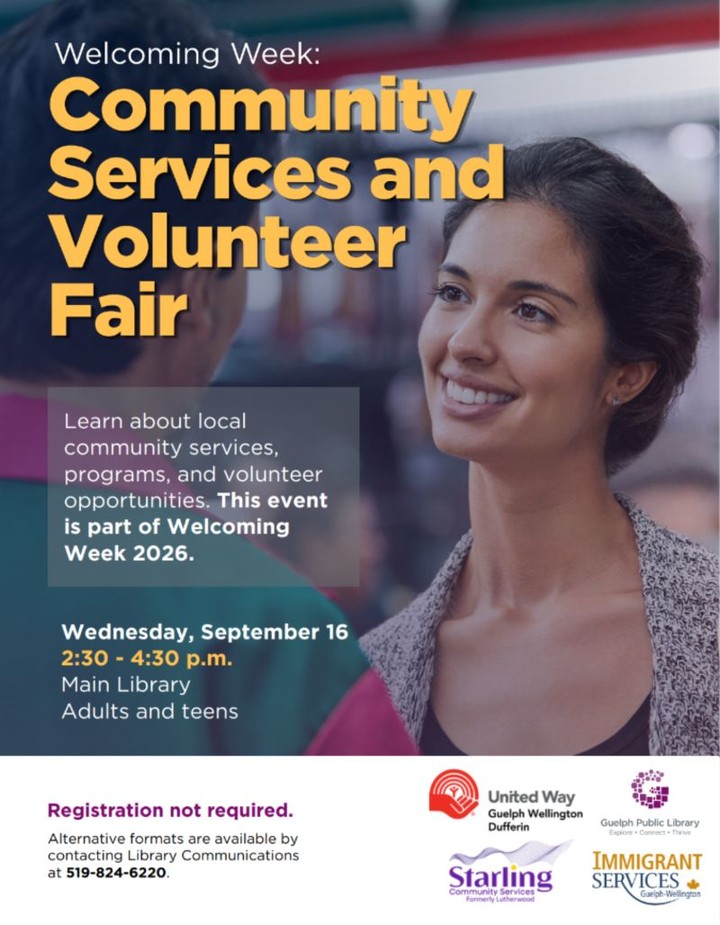 We're excited to join the Welcoming Week Community Services & Volunteer Fair at Guelph's Main Library branch! Stop by next Wednesday to connect with local organizations, discover community resources, and learn about employment supports available to newcomers. We look forward to meeting you!
@guelphpubliclibrary
@isgwyouth
@unitedwaygwd