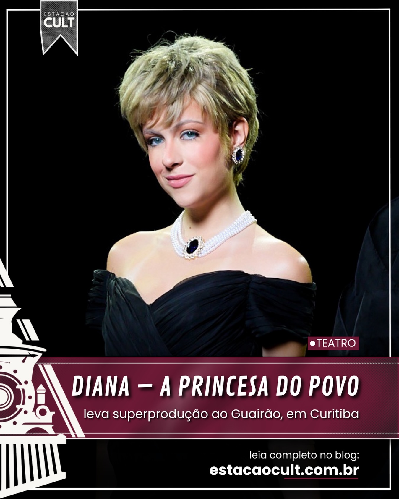 👑 Diana chega a Curitiba em uma superprodução no Guairão
A história de Lady Di ganha os palcos de Curitiba. 👑✨
Depois de temporadas no Rio e em São Paulo, o musical “Diana – A Princesa do Povo” chega ao Guairão nos dias 25 e 26 de setembro, com Mavi Carpin no papel da princesa Diana.
A superprodução dirigida por Tadeu Aguiar reúne grandes cenários, mais de 250 figurinos, centenas de elementos cênicos e uma narrativa que vai além da imagem da princesa: amor, maternidade, exposição da imprensa, conflitos familiares, solidão e busca por liberdade.
E tem um detalhe impressionante: o espetáculo conta com mais de 2 mil pontos de fibra ótica, 58 perucas e uma estrutura cenográfica de grande porte. ✨
📅 25/09 — 20h30
📅 26/09 — 16h e 20h30
📍 Guairão — Teatro Guaíra, Curitiba
🎟️ Ingressos a partir de R$ 25 (meia)
⏱️ 150 minutos | 🔞 12 anos
Você assistiria a essa superprodução sobre Diana no Guairão? 👀
Marque quem ama musicais e acompanhe o Estação Cult para mais atrações que chegam a Curitiba!
#dianamusical #curitiba #teatroguaíra #musicalemcuritiba #estacaocult
