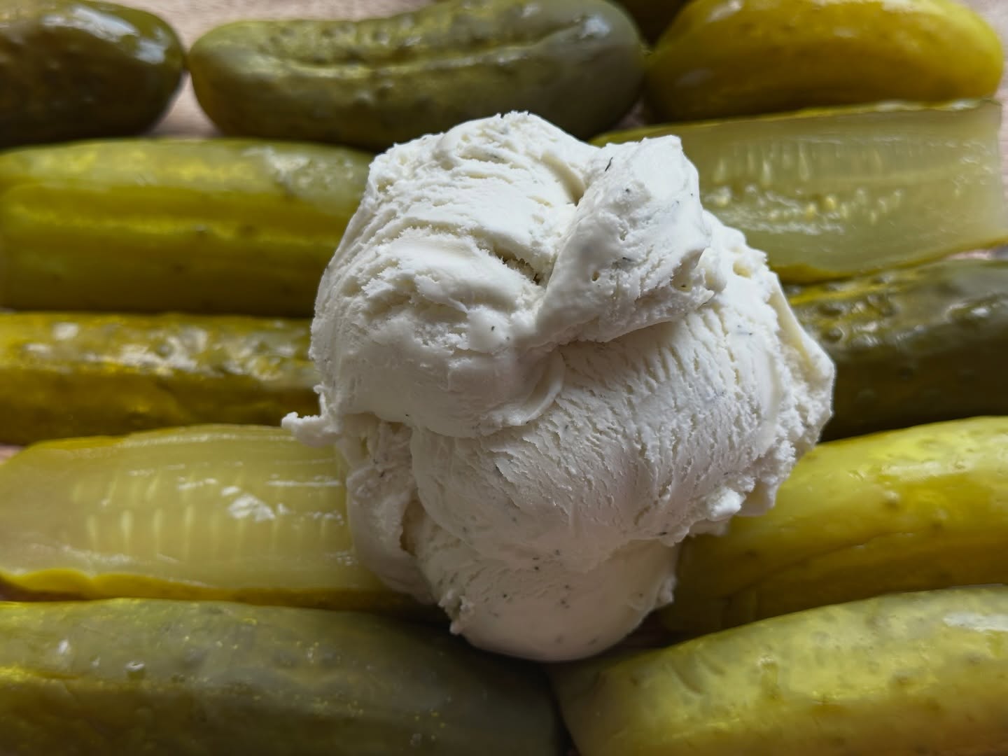 We churned a VERY small batch of
CHILL PICKLE (GF)
We infuse our sweet cream base with fresh dill and dill weed, then add in pickle juice to create a perfect… er…unique taste.
* Throwback to a former flavor challenge for the Taste of East Aurora! For anyone who is curious what dill pickle ice cream taste like… Stop in for a scoop!
@eachamber
#havearosieday #dillpickle #icecream
