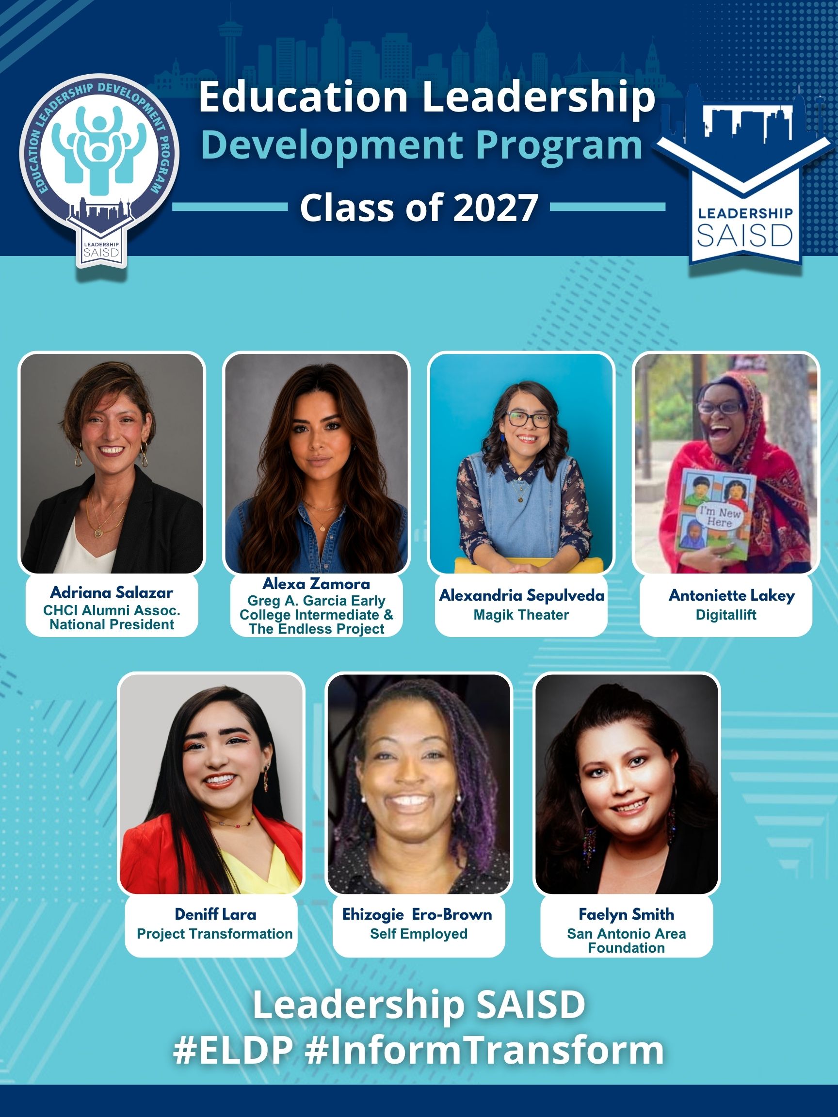 Introducing the #LSAISD Education Leadership Development Program Class of 2027! We are welcoming 35 #ELDP Fellows for our 15th cohort to spend the next 9 months deep diving into the local public education landscape, reflecting on their leadership, and collaborating for solutions to opportunities facing our local schools. Our Fellows will graduate with increased knowledge, skills, and mindsets regarding the public ed landscape - better equipped to take action for all students in San Antonio through volunteer, appointed, and elected leadership roles. Congratulations to our Fellows on this new journey! If you would like to support the learning and leadership of our #ELDP Class of 2027 - click the link in our bio to donate $27 and see other sponsorship opportunities. #LSAISD #EdChats #informtransform #publiceducation #civicengagement #sanantonio Shout out to our #LSAISDAlumni Ambassador @belamour_1ale for helping to design this media!