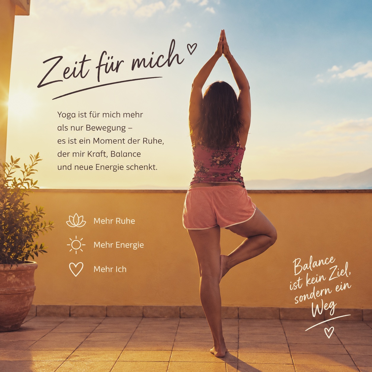 Zeit für mich. Zeit zum Durchatmen. Zeit für neue Energie.
Zwischen Arbeit, Reisen, Planen und all den kleinen Dingen des Alltags vergessen wir manchmal, einfach kurz innezuhalten.
Für mich ist Yoga und Meditation genau das:
ein paar Minuten nur für mich. 🧘♀️
Den Kopf ausschalten.
Den Körper spüren.
Durchatmen.
Und wieder ins Gleichgewicht kommen.
Gerade wenn das Leben manchmal schnell und voller Termine ist, merke ich, wie gut mir diese kleinen Auszeiten tun. ❤️
Denn Balance bedeutet für mich nicht, immer alles im Gleichgewicht zu haben.
Sondern immer wieder zu mir selbst zurückzufinden.
Und manchmal braucht es dafür gar nicht viel –
nur ein bisschen Sonne, Ruhe und ein paar bewusste Atemzüge. Meine Destinationen sind perfekt dafür, eignen sich sehr gut, die Location, die Aussicht, das Klima.
Nimmst du dir auch regelmässig Zeit nur für dich?
Was hilft dir, wieder aufzutanken? 💛
#zeitfürmich #selfcare #yoga #yogamoment #balance #auszeit #meinezeit #achtsamkeit #wohlfühlen #neueenergie #slowdown #mindfulness #lebeninbalance #kleineauszeit #goodvibes #meditation #sizilien #taormina