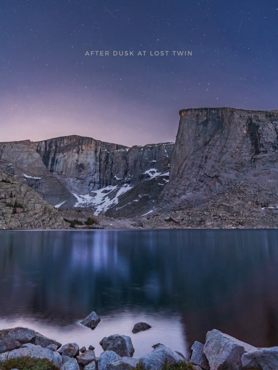 I was a couple days into backpacking the Cloud Peak Wilderness with my best friend and had every intention of photographing Lost Twin Lakes beneath the stars. Instead, the clouds rolled in and pretty much shut that idea down.
Thankfully, we had one more night!
The following evening the sky cleared. I headed back out with my camera and flashlight, set up along the lower lake, and captured these 10-second exposures 🙌🏽 What a sweet little treat!
I already loved this place during the day, but standing beside that lake soon after the sun went down, surrounded by the Bighorns with nothing but the stars popping out and shooting overhead was a completely different experience.
AFTER DARK • September 24 🌙
