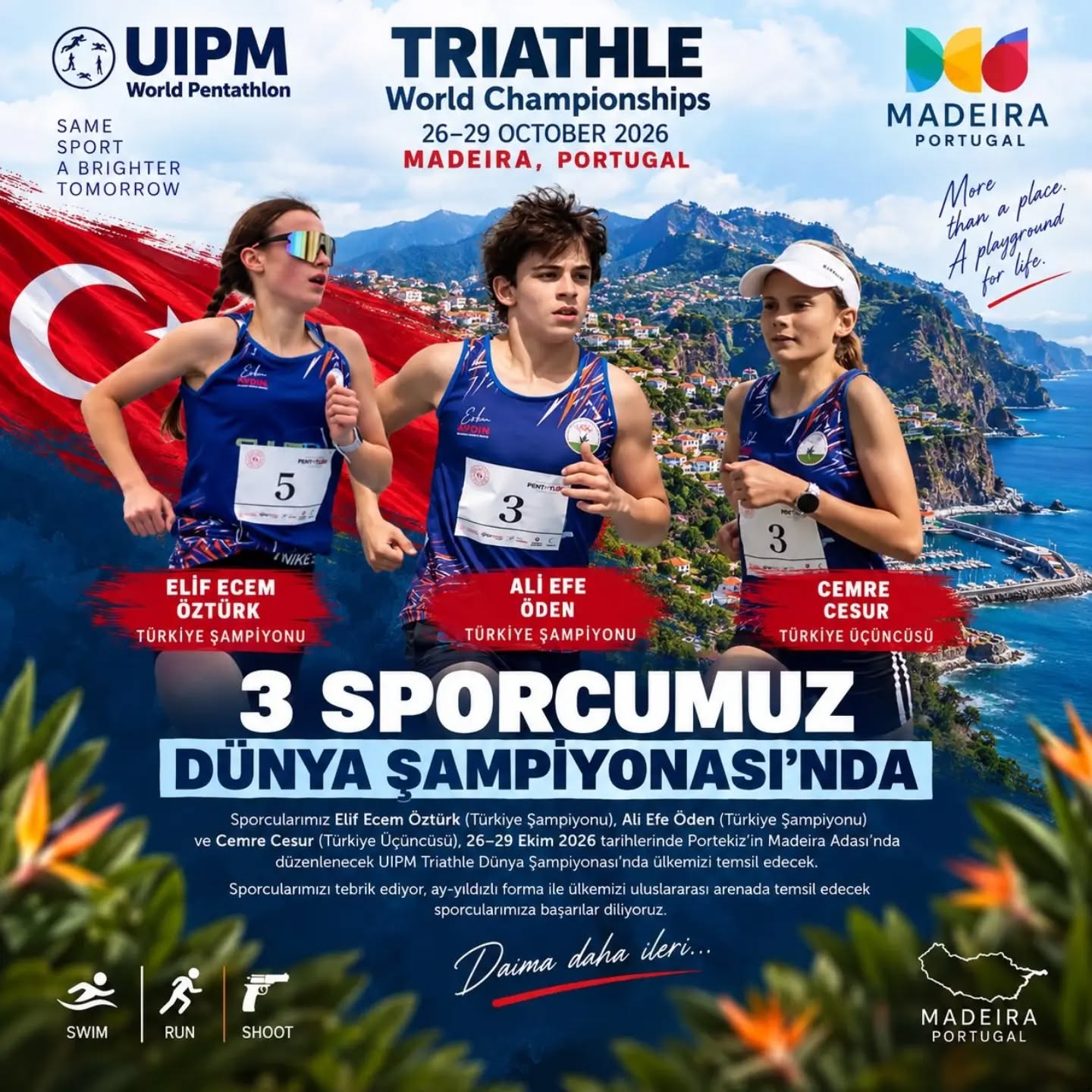 🇹🇷🌍 3 SPORCUMUZ MODERN PENTATLON DÜNYA ŞAMPİYONASI’NDA! 🏆 Modern Pentatlon branşı sporcularımızdan Elif Ecem Öztürk (Türkiye Şampiyonu), Ali Efe Öden… 🇹🇷🌍 3 SPORCUMUZ MODERN PENTATLON DÜNYA ŞAMPİYONASI’NDA! 🏆 Modern Pentatlon branşı sporcularımızdan Elif Ecem Öztürk (Türkiye Şampiyonu), Ali Efe Öden…