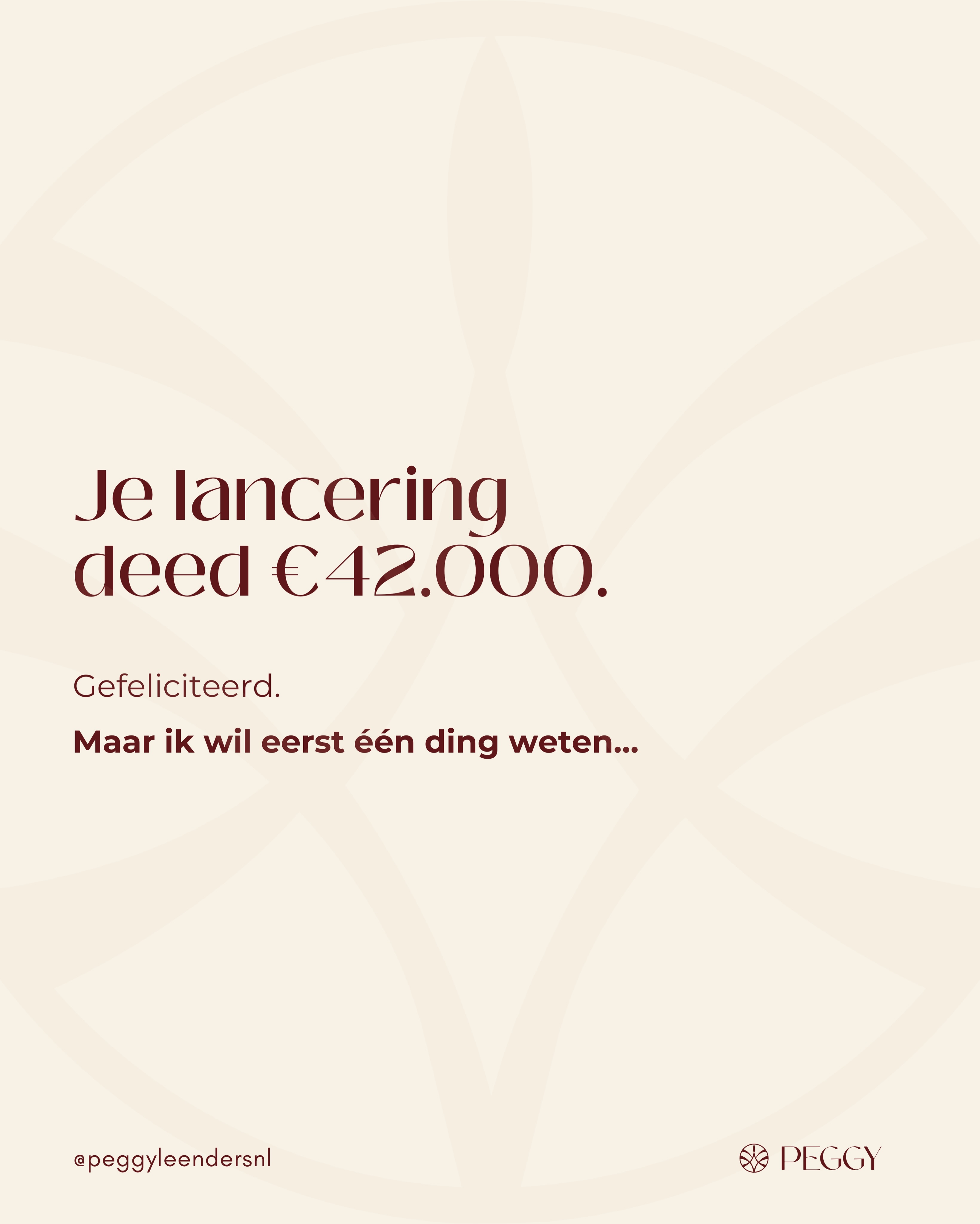 Je lancering deed €42K.
Heel lekker!!
Maar hoe zagen de vier weken daarvoor eruit?
21 dagen stories.
6 lives.
Een webinar.
Dagelijks DM’s.
17 salescalls.
Een weekend doorwerken.
De lancering sluit. Je bent kapot…maar blij.
Tot iemand vraagt:
“Wanneer lanceren we weer?”
Want als die volgende €42K wéér vier weken van jouw volledige aandacht vraagt, wil ik ook weten:
Welke mails verkochten?
Welke content converteerde?
Welke bezwaren hoorde je steeds?
En welk deel hiervan kan blijven verkopen als jij niet midden in een launch zit?
Vier dus absoluut die €42K.
Maar kijk daarna ook:
Wat werkte omdat het systeem goed was en wat alleen omdat jij vier weken lang alles gaf?
Samen kijken? Stuur me ‘BES’.