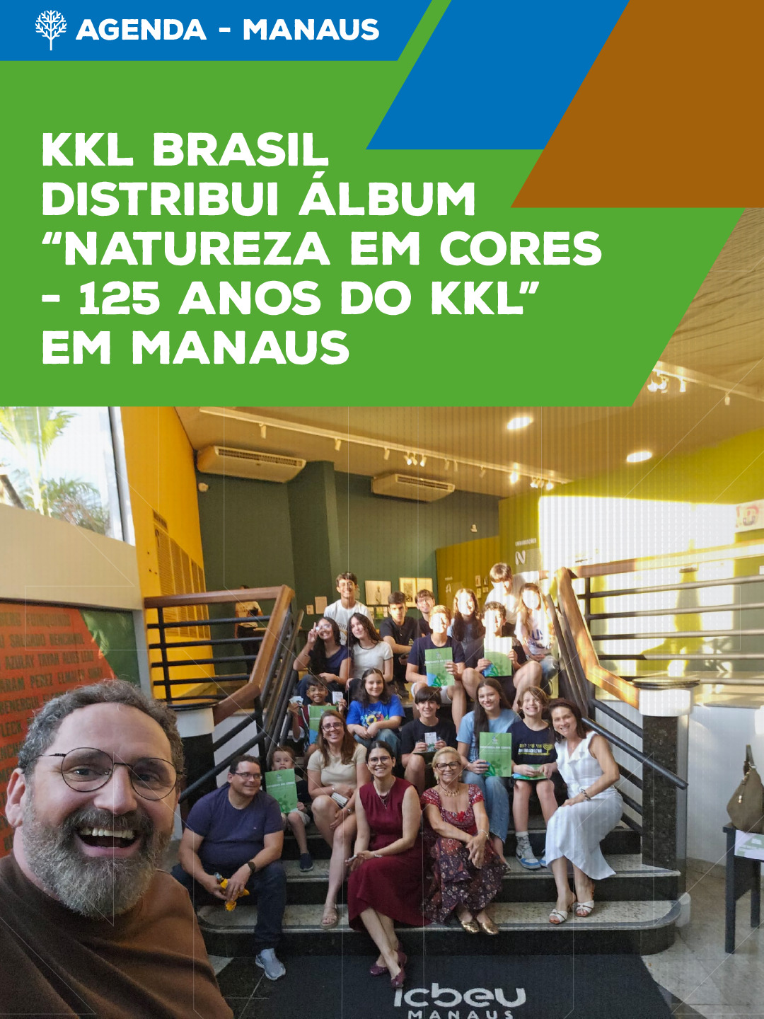 O álbum “Natureza em Cores - 125 anos do KKL” chegou em Manaus!
Durante a visita à exposição “Judeus da Amazônia”, alunos da Escola Jacob Azulay e madrichim do @betarmanaus participaram de uma visita guiada, acompanhada pela historiadora benchimolanne, e receberam o álbum do KKL Brasil.
E quem não conseguiu participar também recebeu o seu na aula seguinte!
Obrigado a todos que estiveram presentes. Esperamos que aproveitem o álbum!
#KKLBrasil