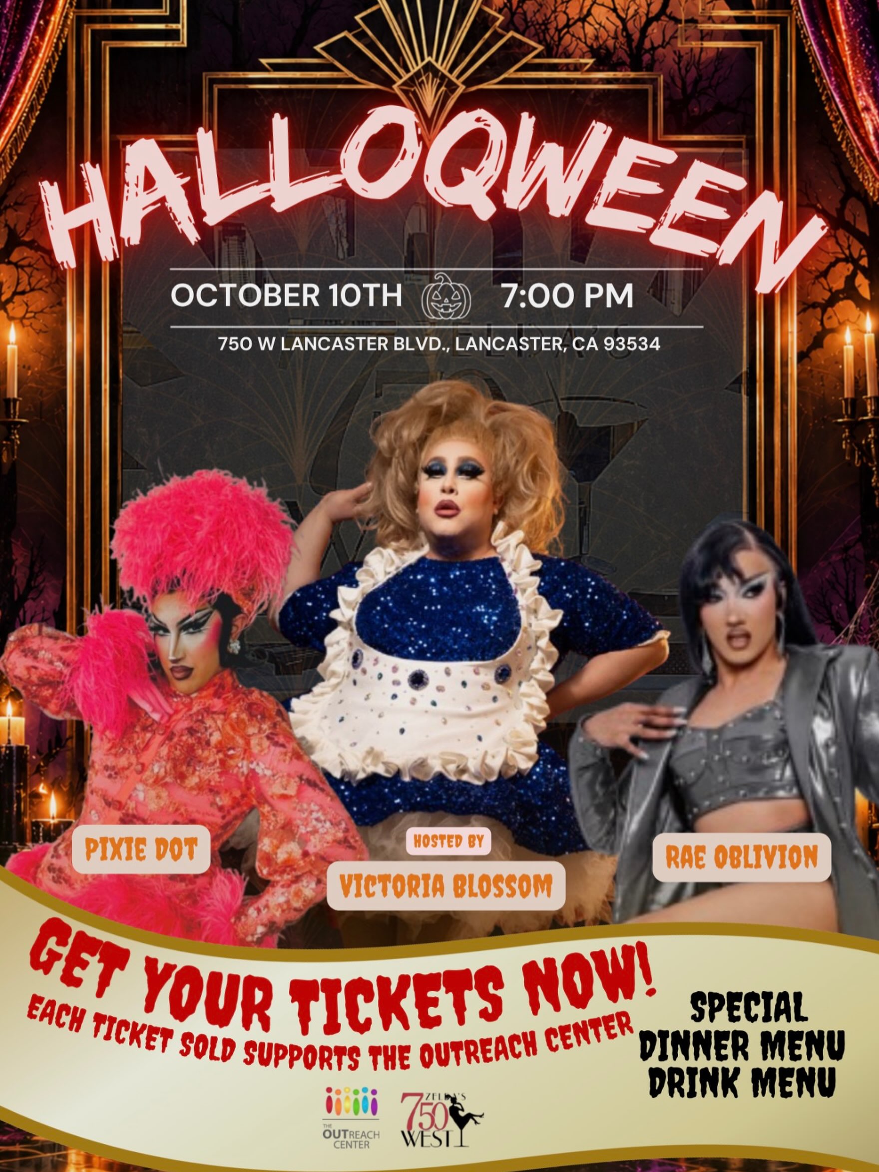 ๐ธ๏ธ๐ THE QWEENS ARE COMING OUT TO PLAY! ๐๐ธ๏ธ
Something wickedly fabulous is coming to Lancasterโฆ and trust us, you donโt want to miss this one. ๐ปโจ
Join us for HALLOQWEEN, a frightfully fierce night of drag benefiting The OUTreach Center! ๐๐ค
Hosted by the fabulous Victoria Blossom with killer performances by Pixie Dot and Rae Oblivion! Get ready for fierce looks, spooky shenanigans, and performances so good theyโll raise the dead. ๐๐ฅ
๐ Saturday, October 10
โฐ 7:00 PM
๐ Zeldaโs 750 West | Lancaster Blvd.
๐ฝ๏ธ Special Dinner Menu
๐ธ Special Drink Menu
And the best part? Every ticket sold supports The OUTreach Center and the work we do for our local LGBTQ+ community. ๐ณ๏ธโ๐
So grab your boos, put on something wicked, and come ready to EAT, DRINK & SLAY! ๐ท๏ธ๐ฉธ๐
๐๏ธ GET YOUR TICKETS NOW!
Because the only thing scarier than these queensโฆ is missing the show. ๐ป
#HalloQween #TheOUTreachCenter #DragShow #DragFundraiser #AntelopeValley