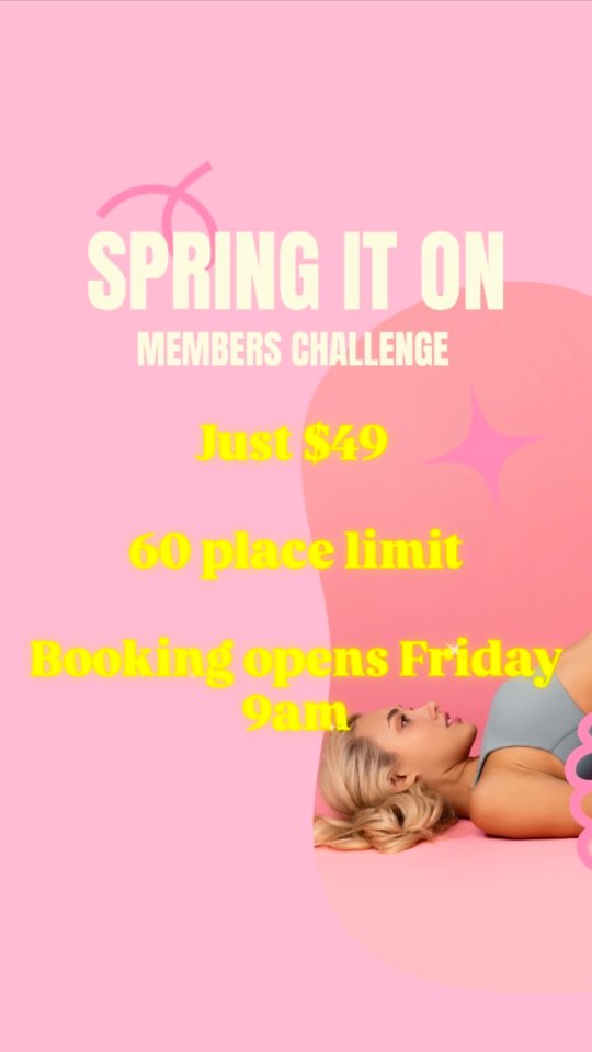 🌸 SPRING IT ON is back 🌸
Six weeks to smash your workouts, build strength and feel unstoppable heading into summer.
Monday 5 October to Sunday 15 November.
Just $49 and you get:
Your goodie bag.
Five challenge only events including the return of Beach Bootcamp, boxing classes, hot girl walk and
A mama's night out 🏋♀️💃
Entry into a prize pool worth over $1,500 just for signing up.
Fill up to three sticker charts, each completed chart is a bonus entry into the prize draw.
60 spots. Booking opens online Friday 9am and closes Friday 2 Oct.
Everything you need to know is at the link in bio 💛
A huge thank you to our generous sponcers:
@her_place_cosmetics
@georgiestephen_
@scencephysiotherapy
@aheadhair_
@fundaysweets
@elucentskincare
@elvesbehavingdana
@lola_and_co_creations
@exhaleskin
@chbrowsbyciara
@r.c.healthcare