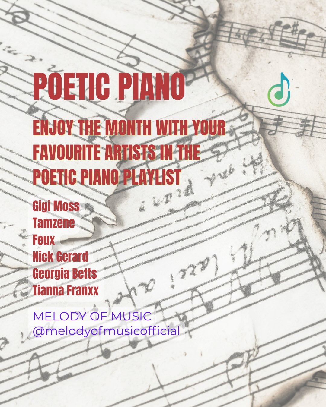 Music moves fast — so do we 🔁
The Melody of Music Poetic Piano playlist updates monthly.
Lock in. Press play.
#MelodyOfMusic #PoeticPiano #PlaylistUpdate #FreshFinds #MusicDiscovery