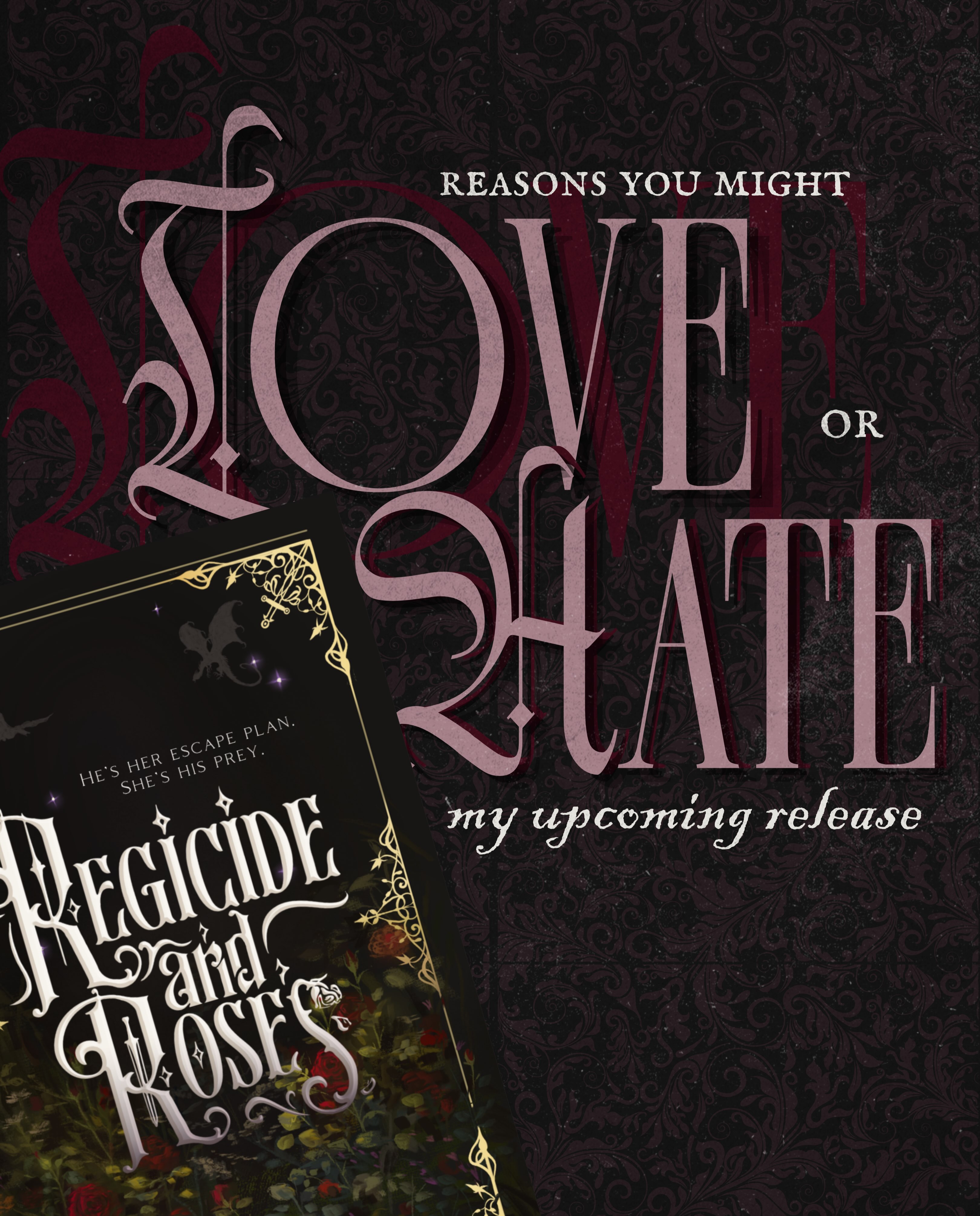 15 Days until release! Let’s see if you’re going to love or hate Regicide and Roses
If you’re new here👇
_______________
📖Regicide and Roses by S. E. Nielsen
A princess, desperate to leave her kingdom and her royal duty to marry, unknowingly makes a deal with the dark sorcerer sent undercover to 💀 her and her entire bloodline. Get ready for blood, banter, and booby traps 🤘 (full blurb at bottom)
🖤Forbidden love
🥀Hidden identity
💀Animal companion
🖤Steamy wound tending
🥀”Just this once.”
💀Dark sorcerer x damsel princess
🖤He falls first and harder
🥀Dragons
💀Gothic atmosphere
🖤Open door
_____
Art slide 2 by @sarah_and_dipitous
Art slide 3&4 by @_shara_art_
Art slide 5 by @lyyzis_art
_____
He’s her escape plan.
She’s his prey.
Wraith, an infamous dark sorcerer on a mission to eliminate the royal bloodline, goes undercover as a dragon rider in the king’s army.
Meanwhile, Lavinia, the number one princess on Wraith’s hit list, is looking for any way out of the kingdom and her duty to marry.
And she knows just the cold and ruthless dragon rider to use in her escape…
Wraith reluctantly forms a temporary alliance with her, but when teasing and insults turn to banter and seduction, he questions whether he’ll be able to finish her in the end.
And if desire overcomes duty, he may lose his most prized possession of all—his status as one of the realm’s most fearsome and powerful sorcerers.