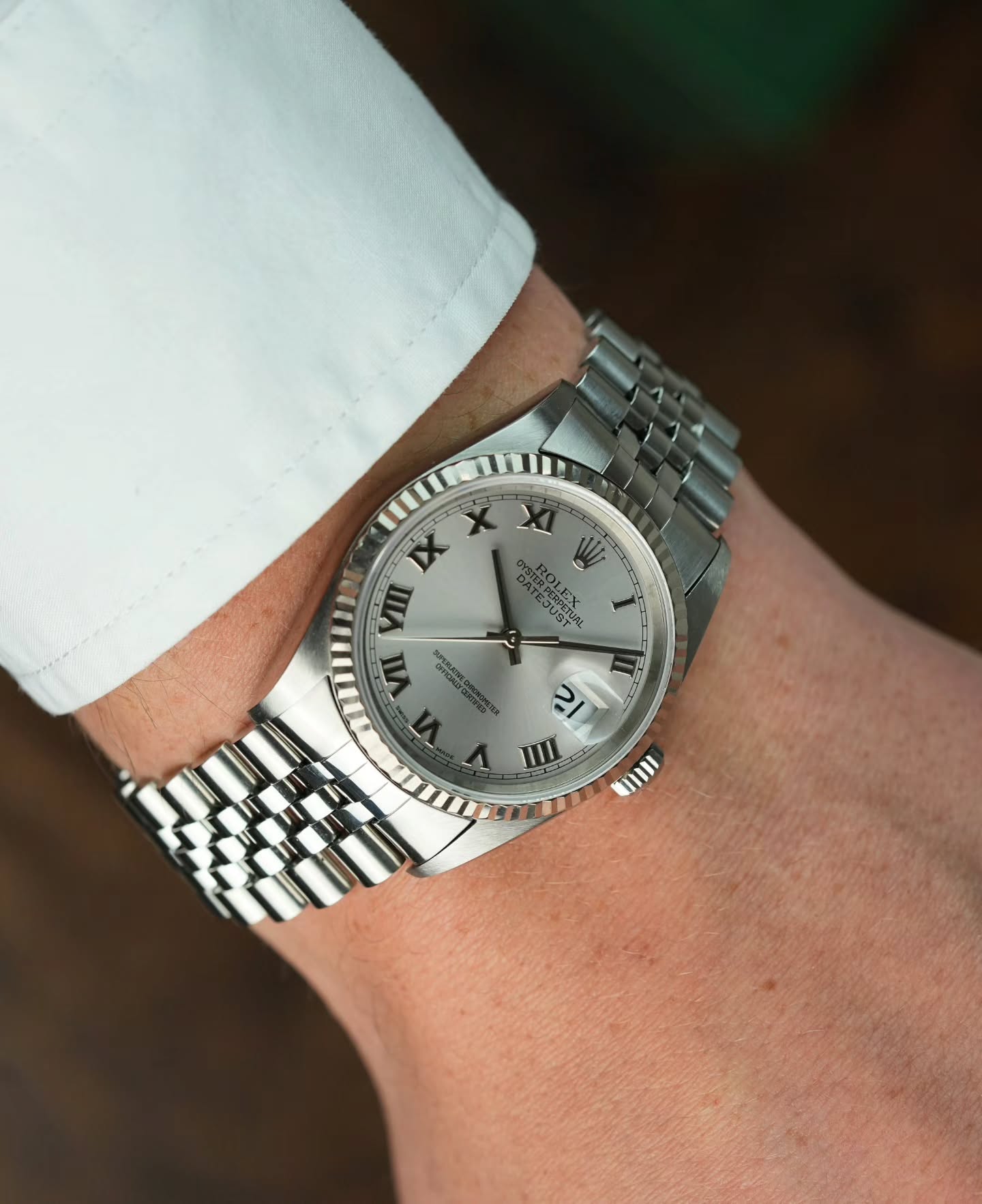 Rolex Datejust 'Roman dial'
⌚️ Ref. 16234
⌚️ Box
⌚️ Diameter: 36mm
⌚️ Year: 2004
#Rolex #Datejust #watch