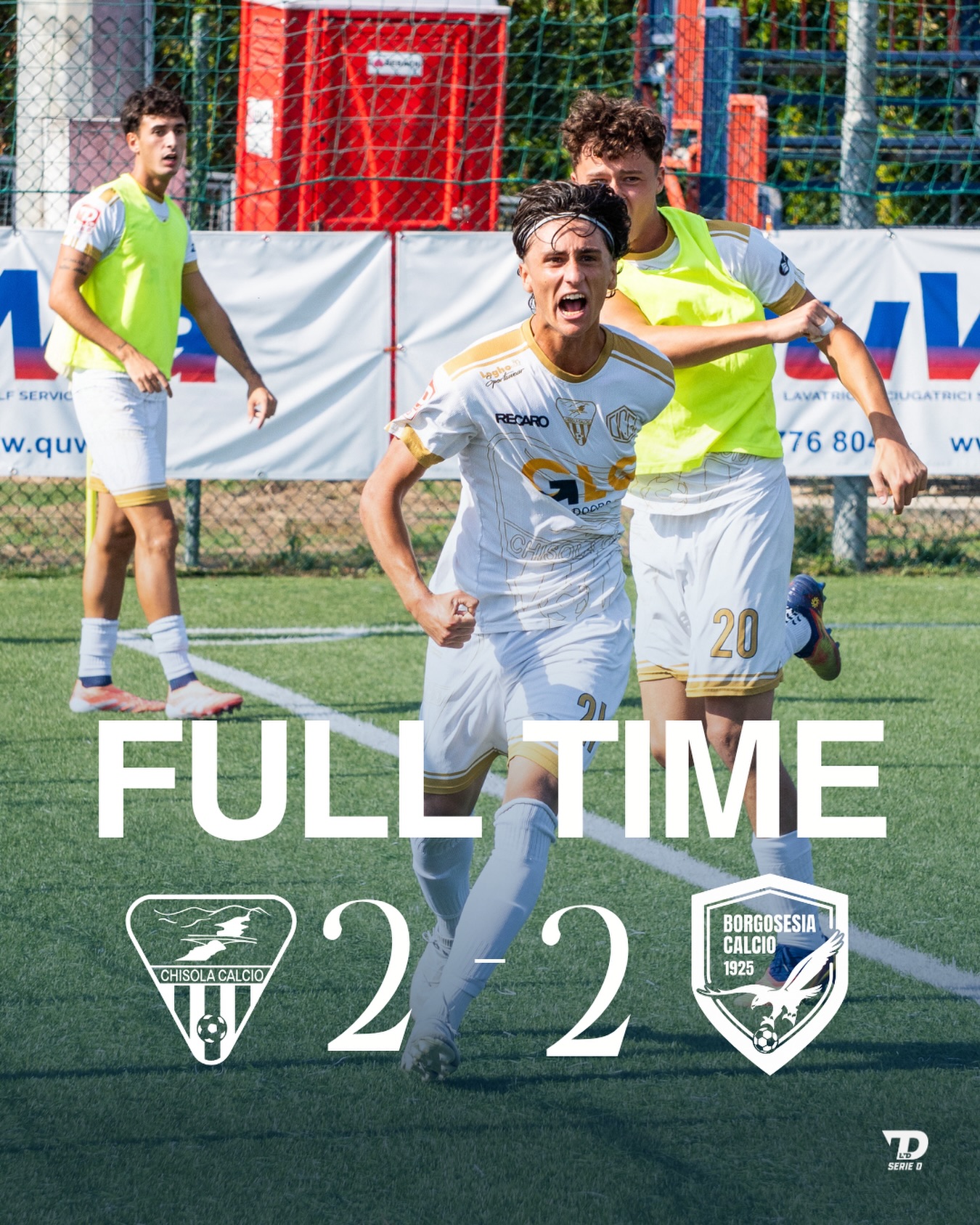 ๐
๐ฎ๐ฅ๐ฅ ๐ญ๐ข๐ฆ๐
Nella gara odierna, ripresa dal 23โ del secondo tempo per disputare i minuti rimanenti, con il Borgosesia in vantaggio per 2-1, il Chisola ha conquistato il pareggio grazie al gol di Fabio Garbellini al 42โ della ripresa.
#wearechisola