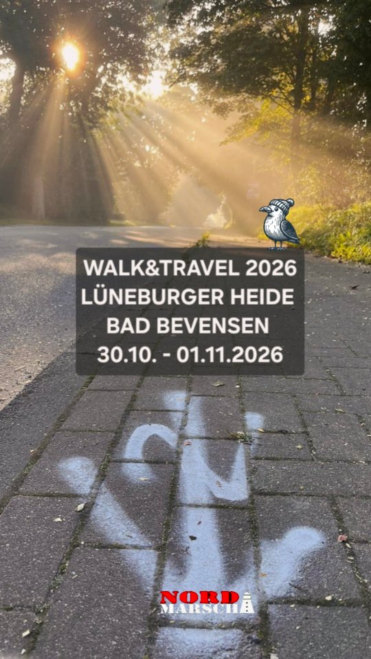 WALK&TRAVEL oder DIE KLASSENFAHRT
Auch 2026 geht's auf Tour - nach Bad Bevensen! 💟🐏💟
Zum sechsten Mal geht's los und nach 4x Sylt und 1x Lübecker Bucht nun ein neues Ziel, die Lüneburger Heide.
Vom 30.10. - 01.11.2026 lassen wir gemeinsam den Oktober ausklingen und wer möchte kann natürlich ein bisschen Halloween feiern. 👻🎃🧙♀️
Das Ganze mit viel Gemütlichkeit, Spaß, Geselligkeit und natürlich WANDERN! 🥾🎒
Wer noch nie dabei war oder alleine teilnehmen möchte, keine Befürchtung in Bezug auf eine geschlossene Gruppe, wo sich alle kennen und wer gemeinsam anreist, nein Gruppenzwang besteht auch nicht.
Wohnen in unserer oder eigener Unterkunft, wie Du willst!
Einfach ein Wochenende wie es jedem gefällt mit Nord-Marsch-Feeling und das Schöne ist, wir vom Team und den Family&Friends haben auch endlich mal Zeit zum Wandern! (...also nicht alle, ein Teil muß auch was tun! 😉)
Noch ist die Anmeldung geöffnet...
...wir freuen uns schon richtig auf das Wochenende!
Eure Nord-Marscher & die Family&Friends ❤️
Information & Anmeldung
➡️ www.nord-marsch.de ⬅️
2027 geht's auch los, einige haben schon richtig geraten wo es hingeht! 🦐
(Event wird in Kürze eingestellt und das Geheimnis gelüftet!)
#wanderwochenende #lüneburgerheide @nordmarsch #klassenfahrt #walkandtravel #ichbindannmalweg