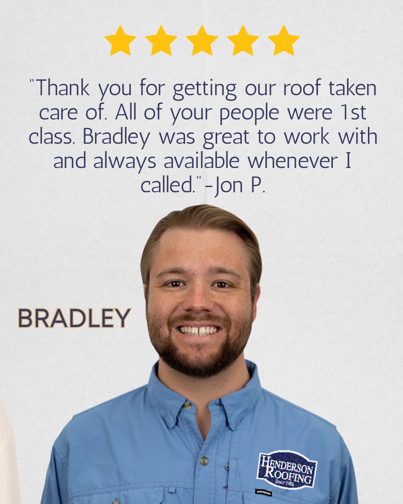 Love this 5 star review for Bradley! 🤩
Call Henderson Roofing today to Protect Your Greatest Investment. 🏠💙
☎️ 256-767-7166